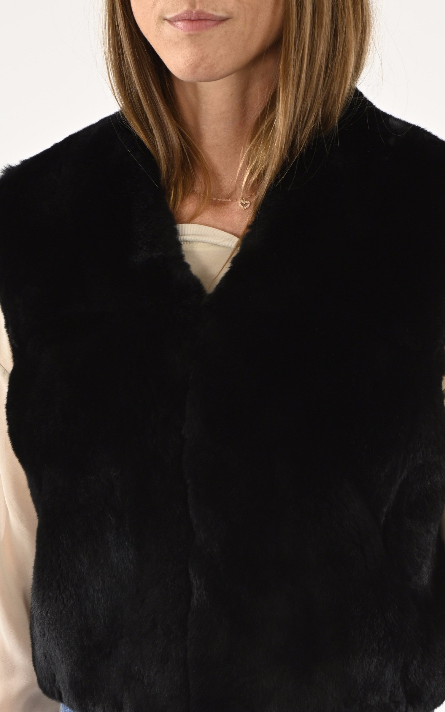 A "CELIE" Noir La Canadienne Gilet Femme details photo 5