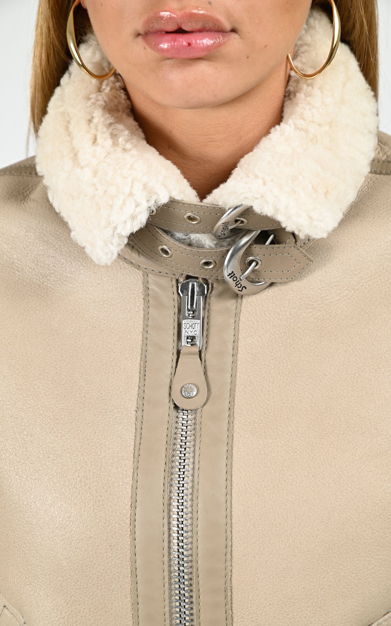 Bombardier cuir mouton LCW1257 beige