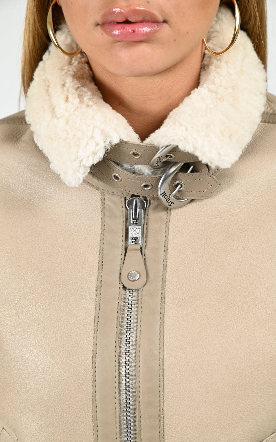 Bombardier cuir mouton LCW1257 beige