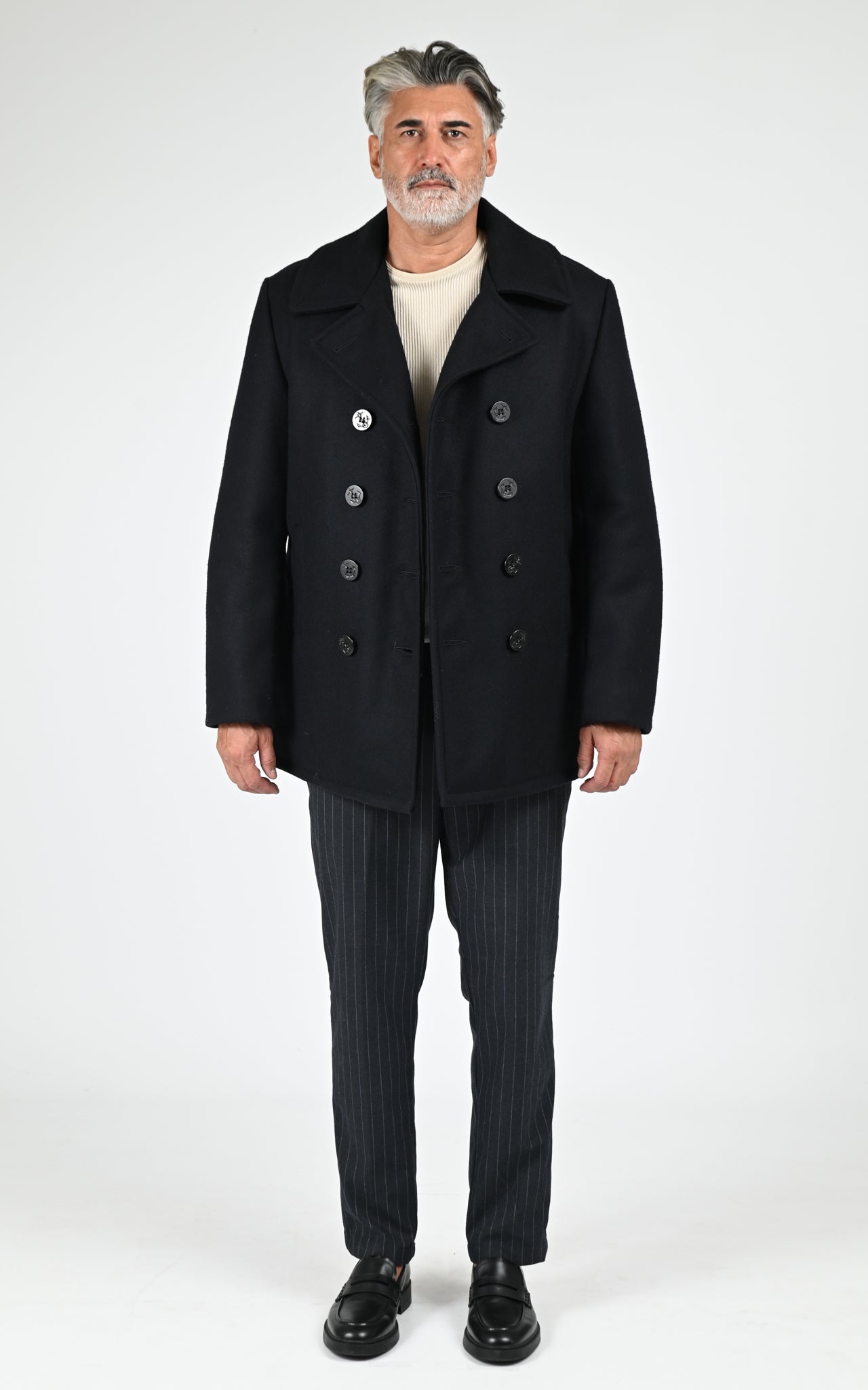 Caban laine bleu marine