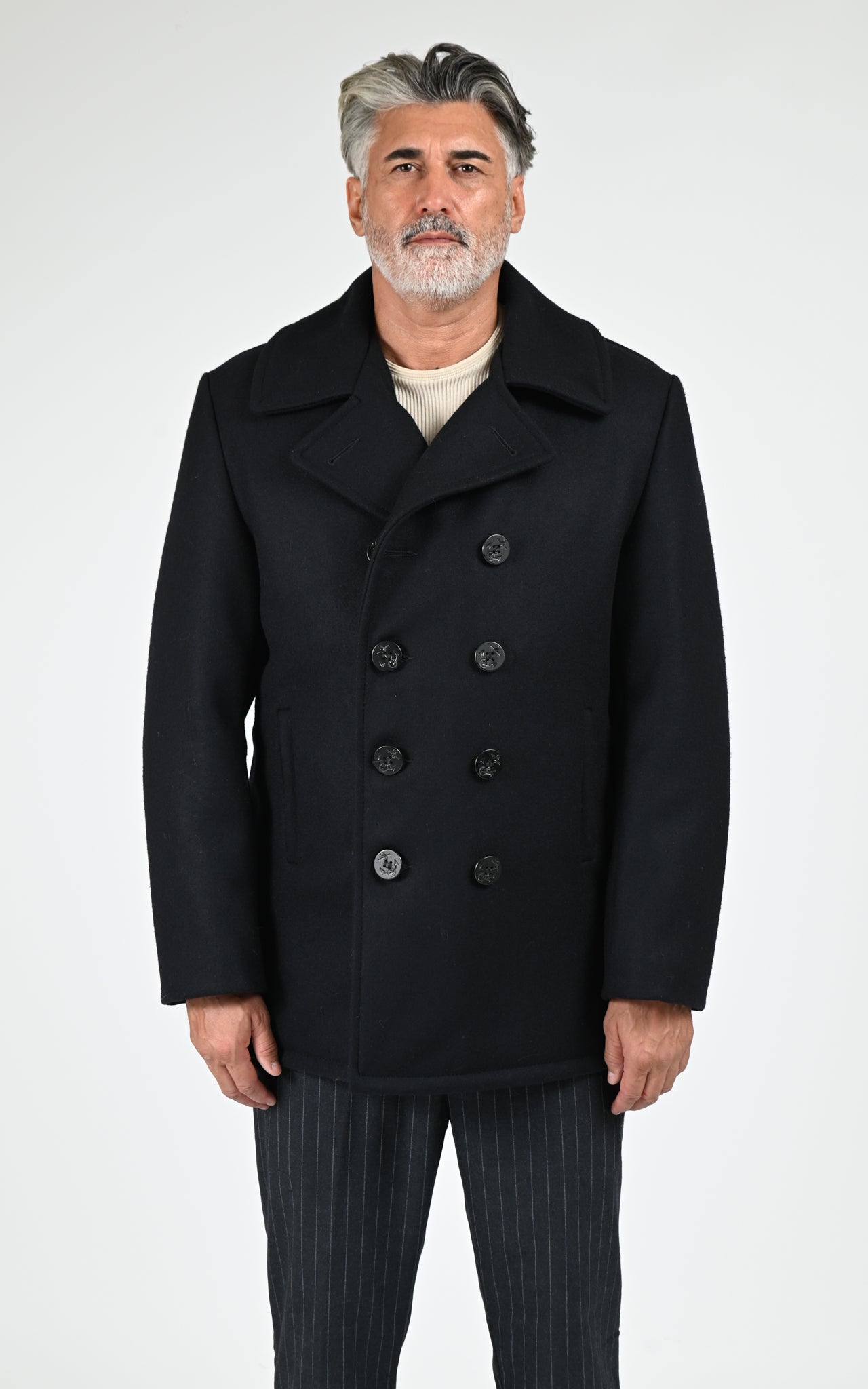 Caban laine bleu marine