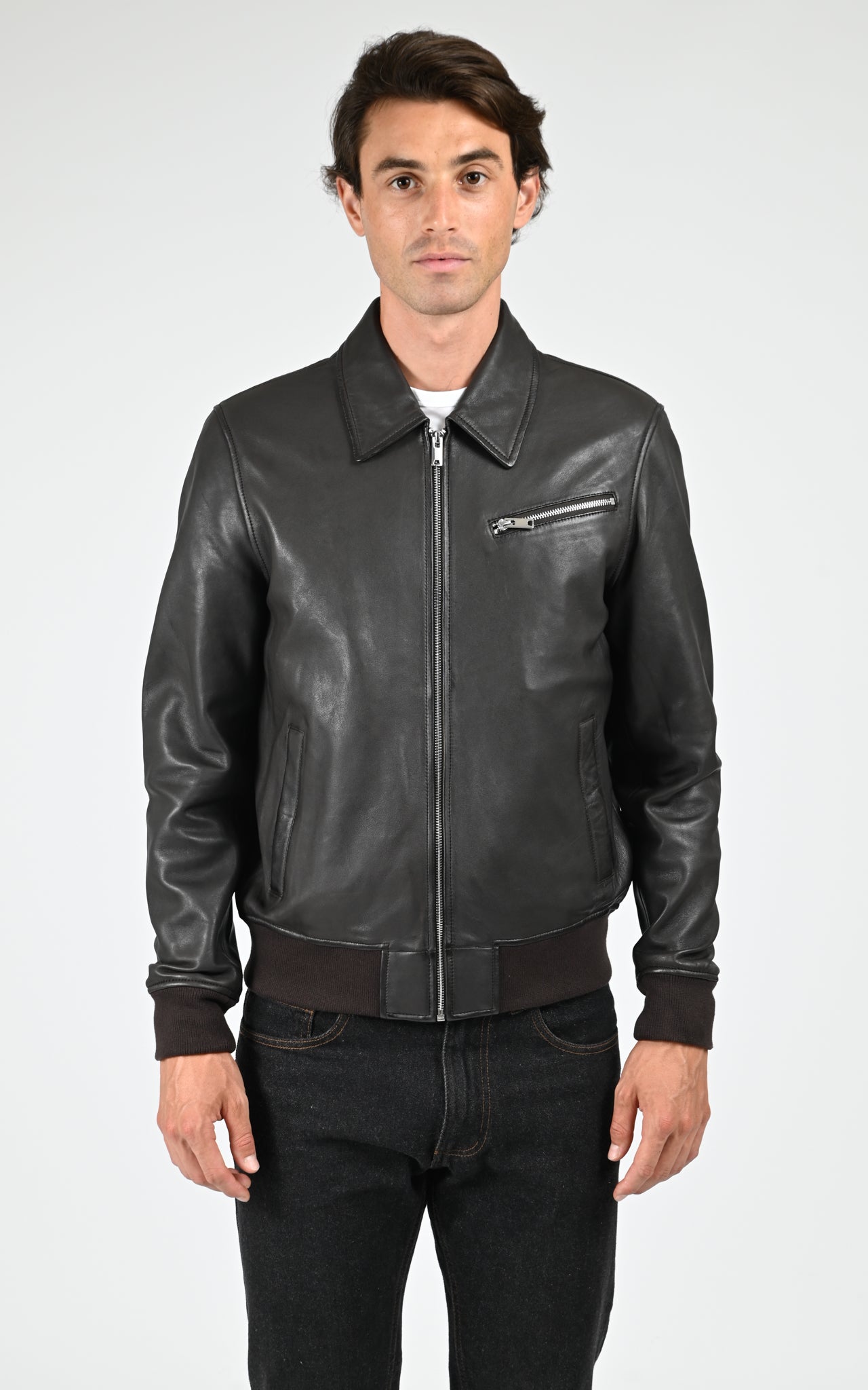 Blouson cuir Yury marron