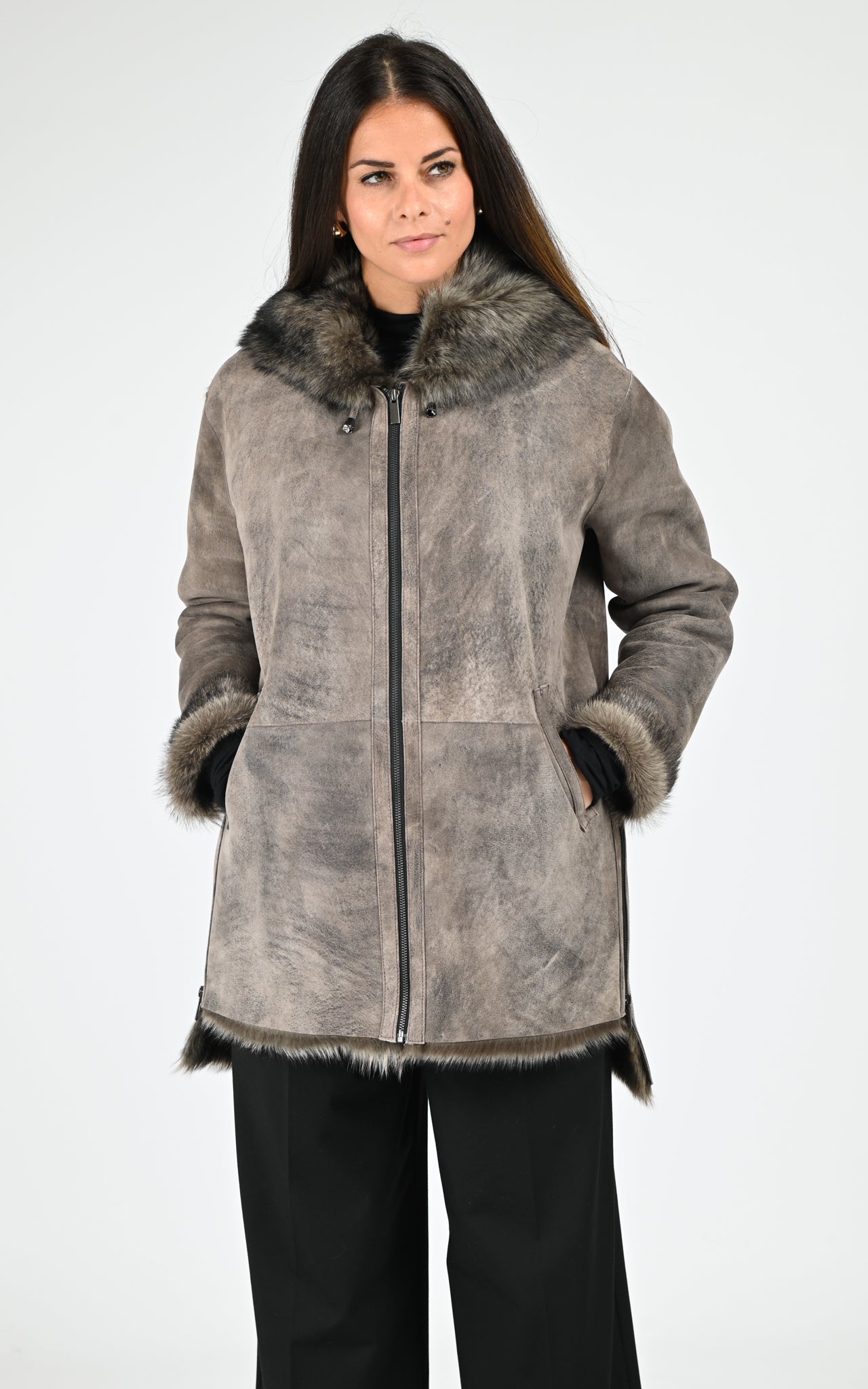 Veste agneau de Toscane Eden taupe 1