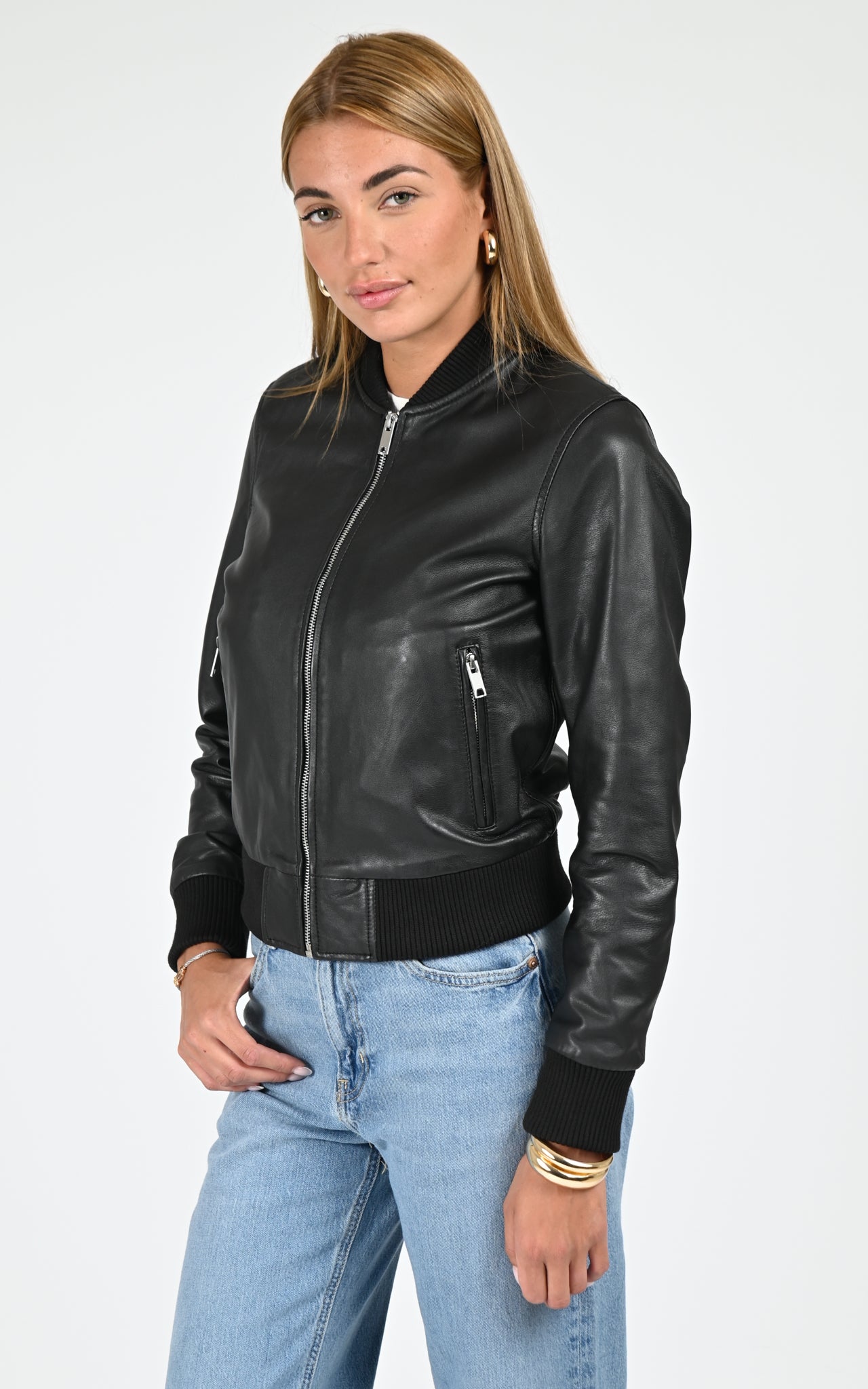 Blouson teddy cuir Jess noir