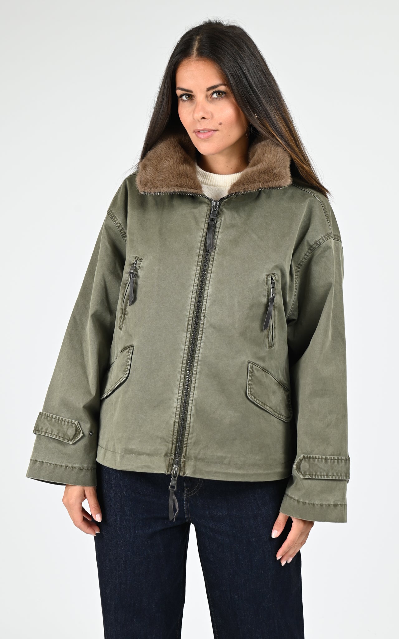Veste toile army Tyra kaki 1