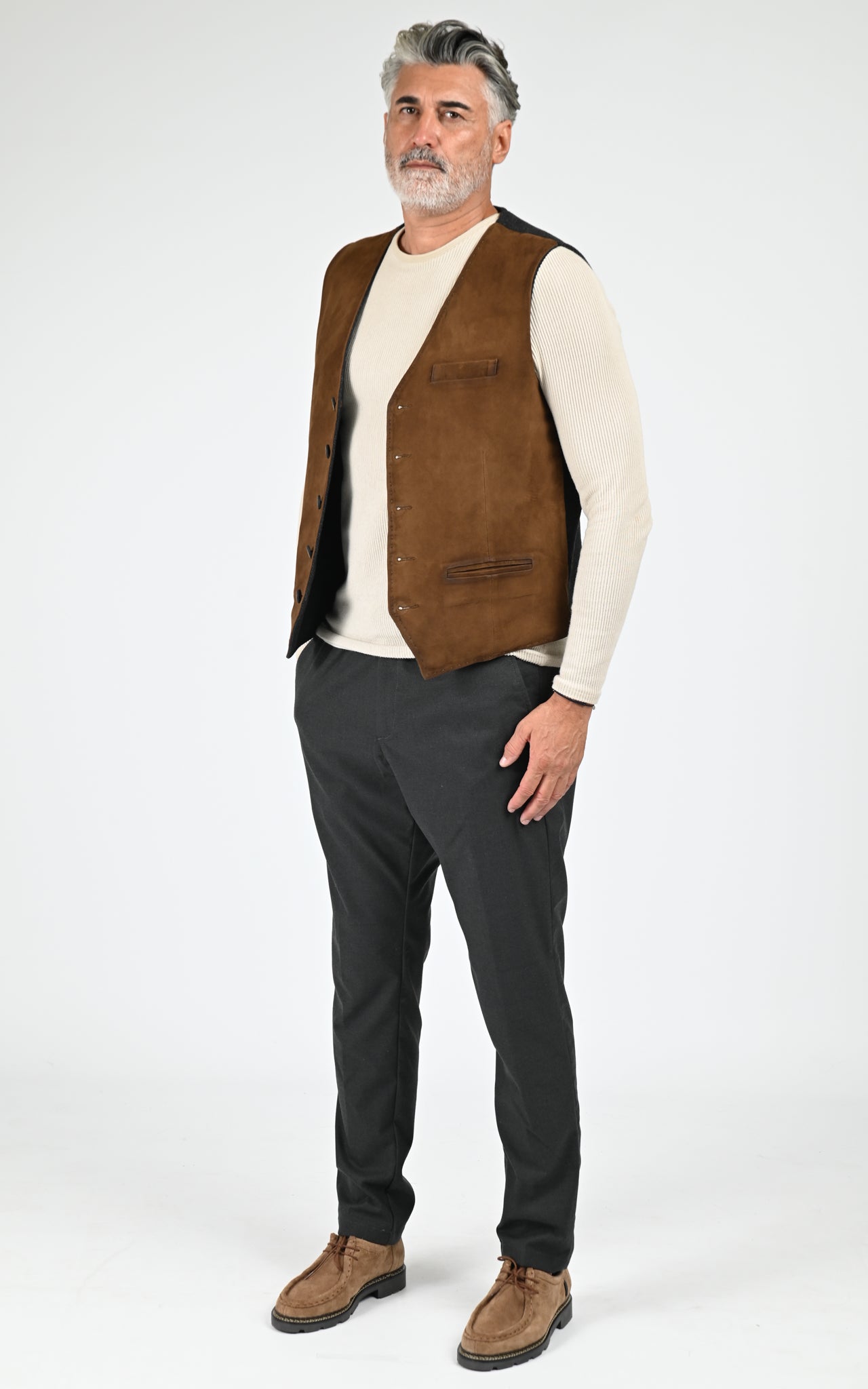 Gilet daim Renzo marron