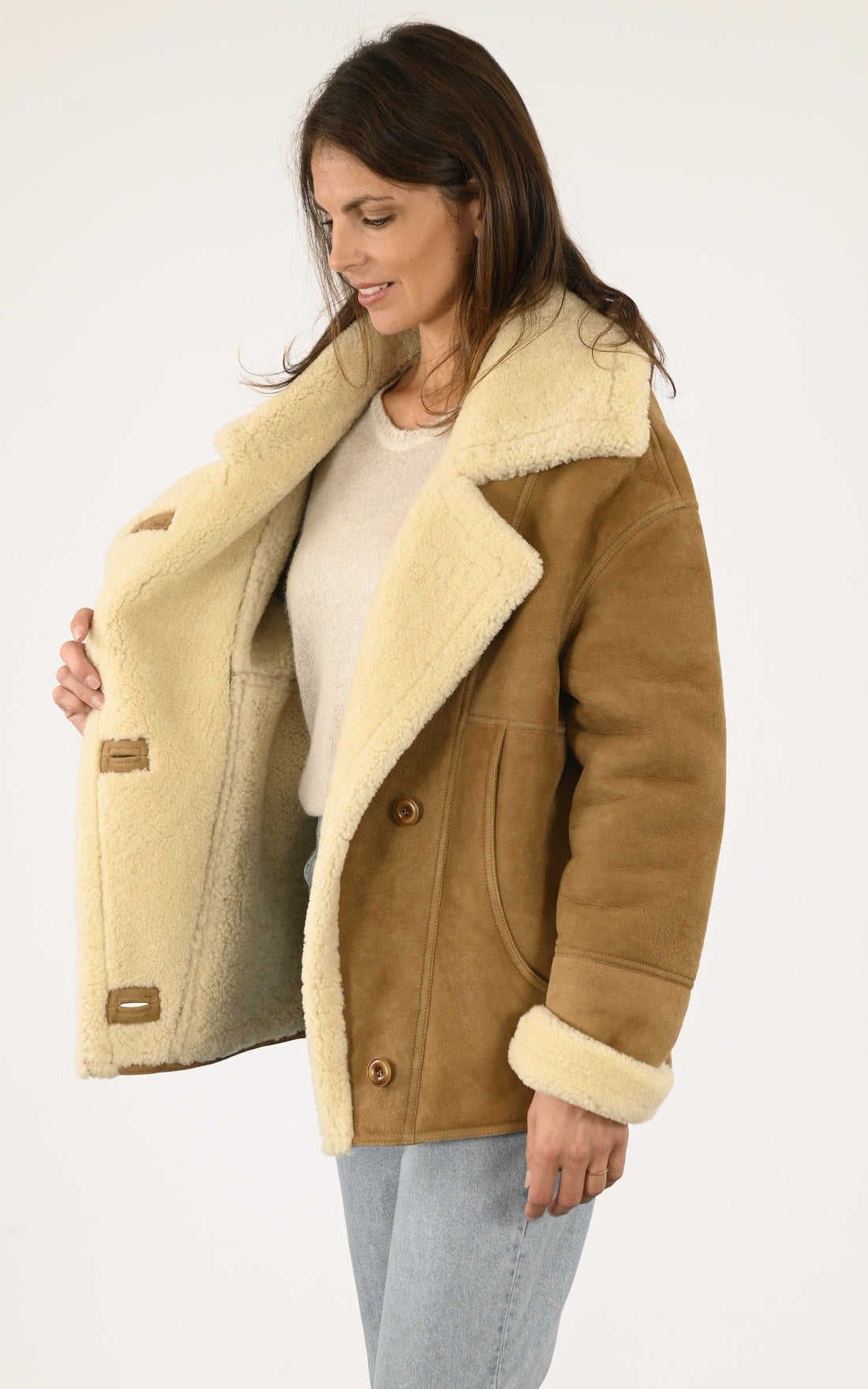 A "CORALIE" Camel La Canadienne Veste Femme opened photo