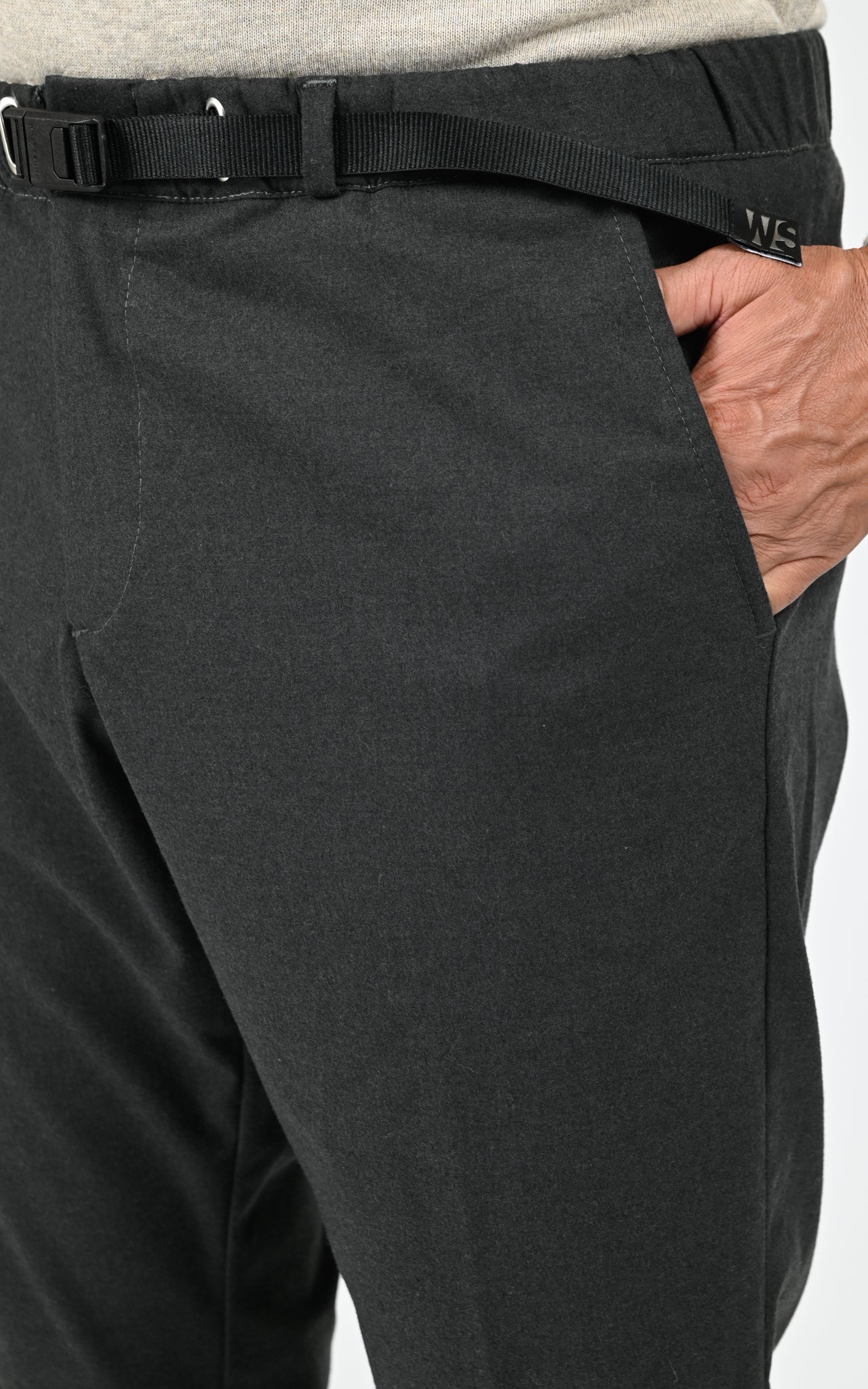 Pantalon droit toucher laine gris