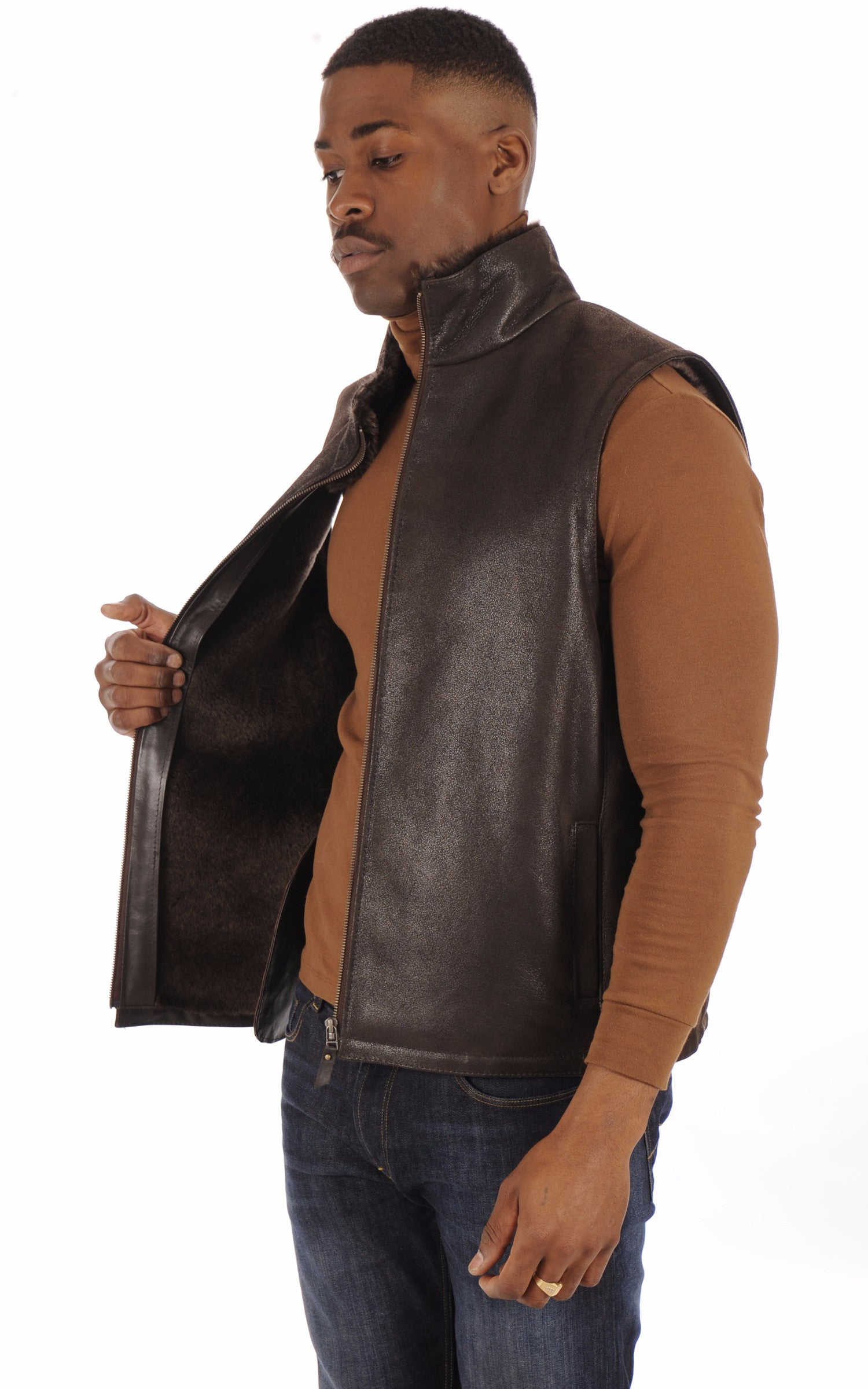 A "JVHT" Marron La Canadienne Gilet Homme interior photo 3