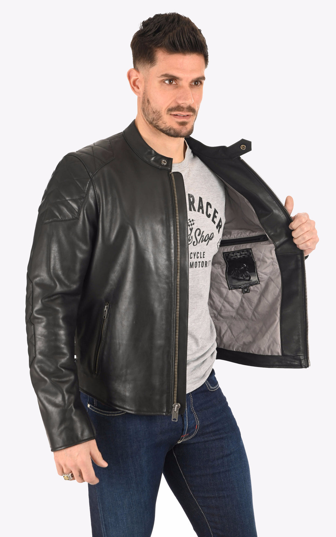 A "RACE 2022007" Noir The Royal Racer Blouson Homme opened photo