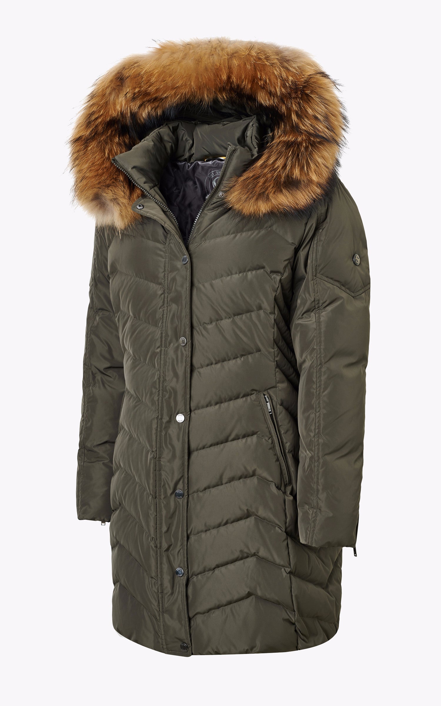 A "JEMMA 11568" Kaki Saki 3/4 Doudoune Femme details photo 5