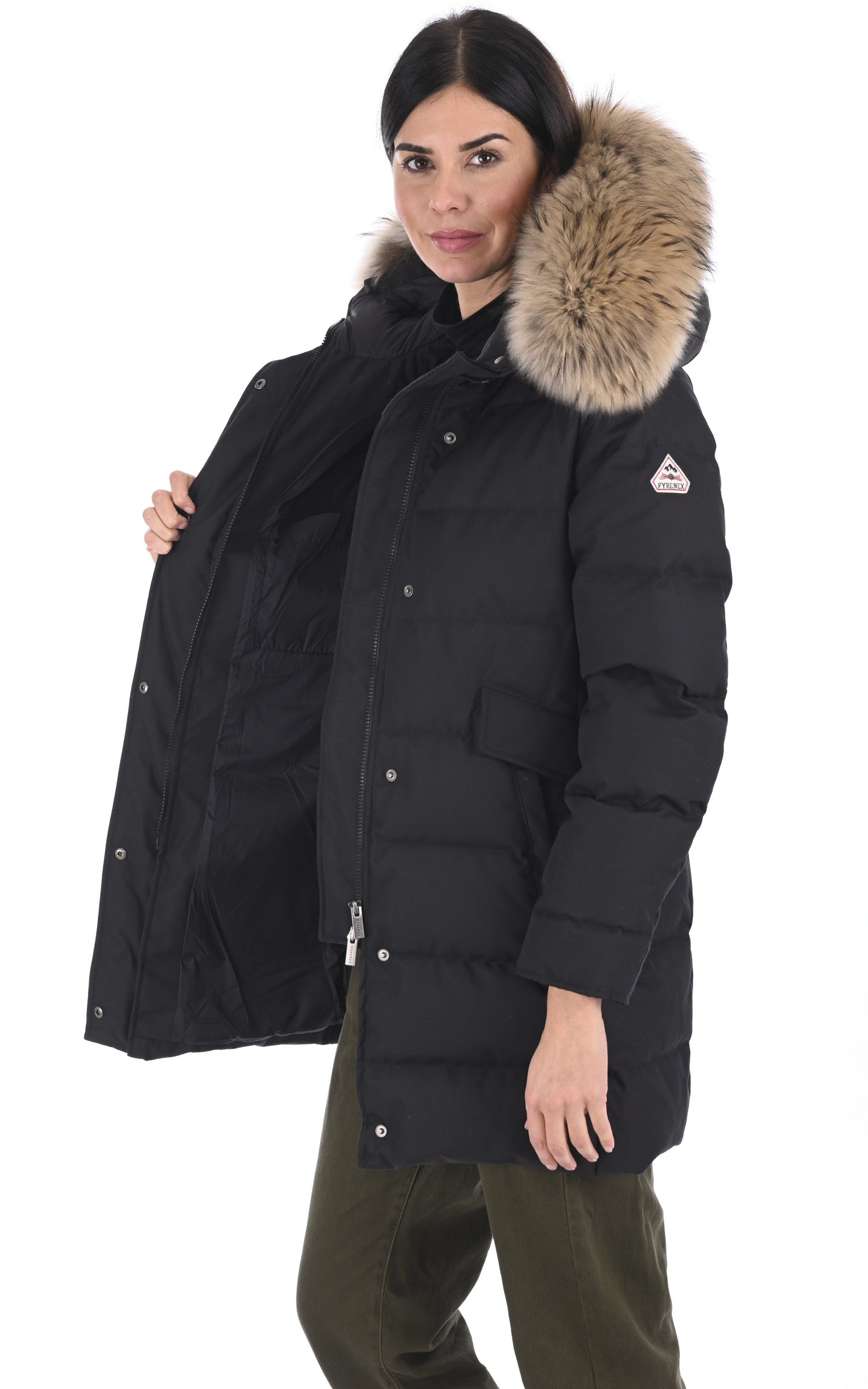 A "GRENOBLE FUR" Noir Pyrenex 3/4 Doudoune Femme interior photo