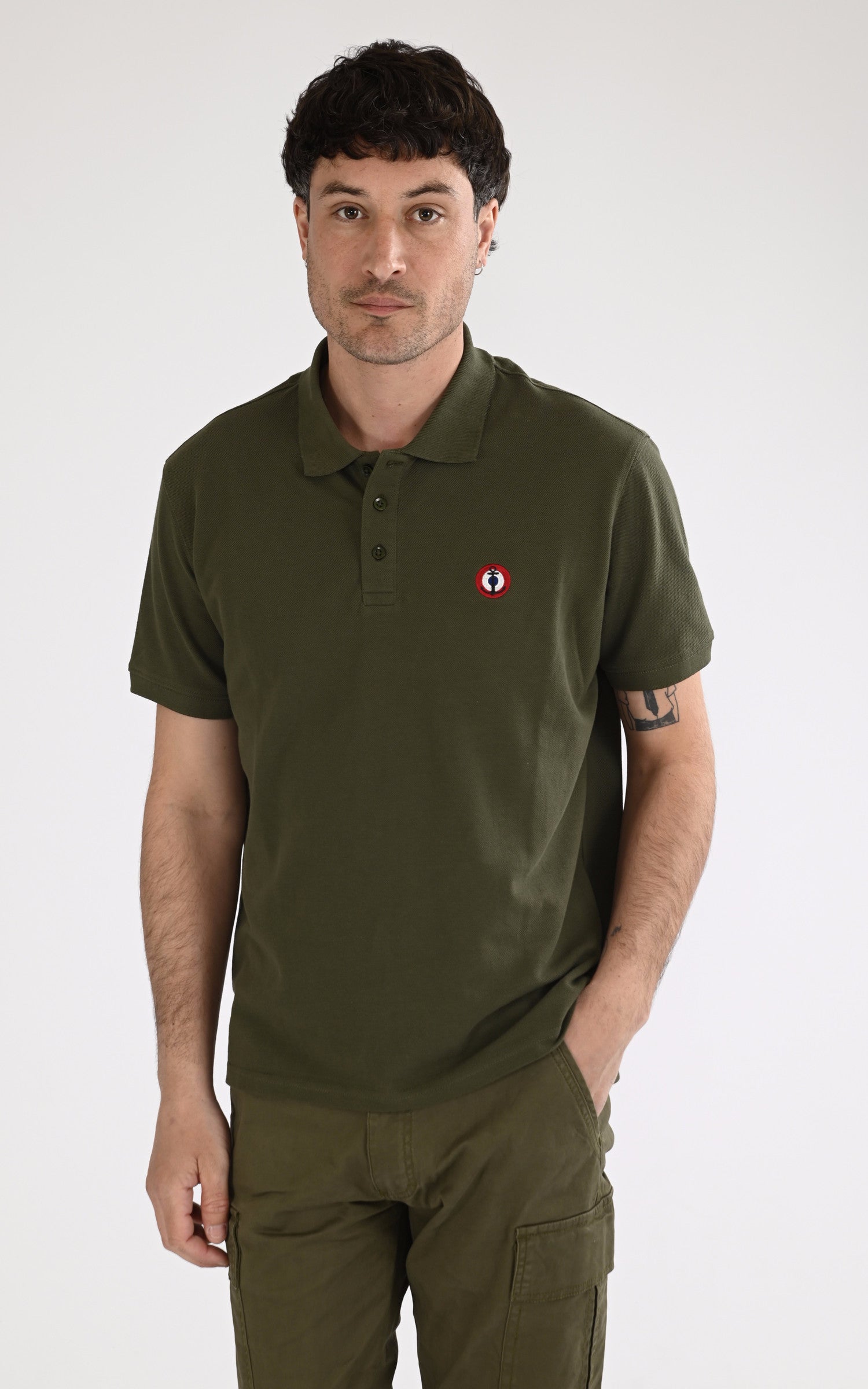 A "GLOBAL 103942" Kaki Marine Nationale Polo Homme opened photo