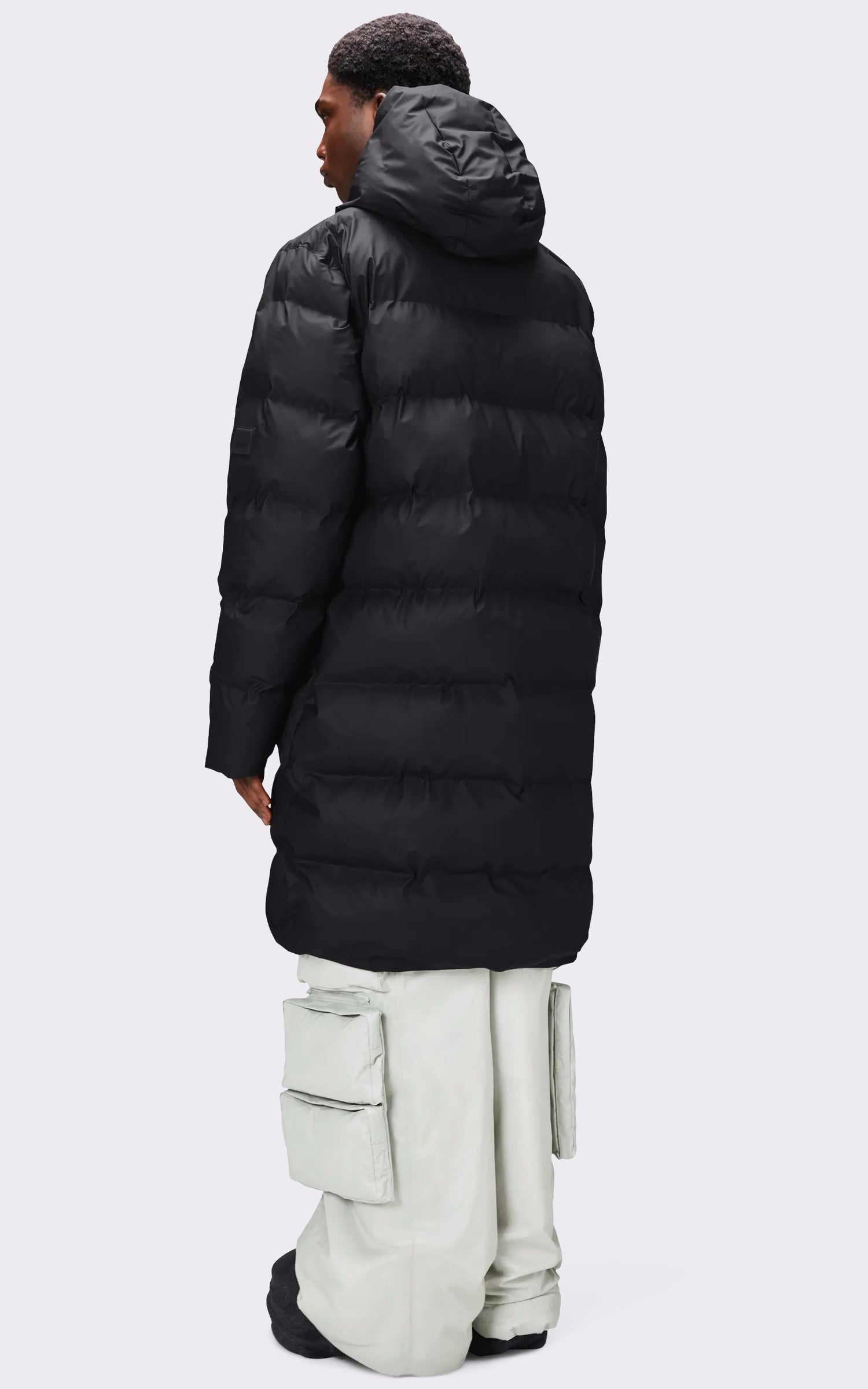 A "15130 ALTA LONG PUFFER JACKET" Noir Rains 3/4 Doudoune Mixte interior photo