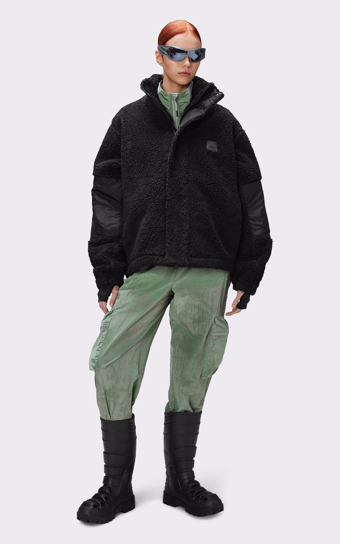 A "18470 KOFU FLEECE JACKET" Noir Rains Blouson Mixte opened photo