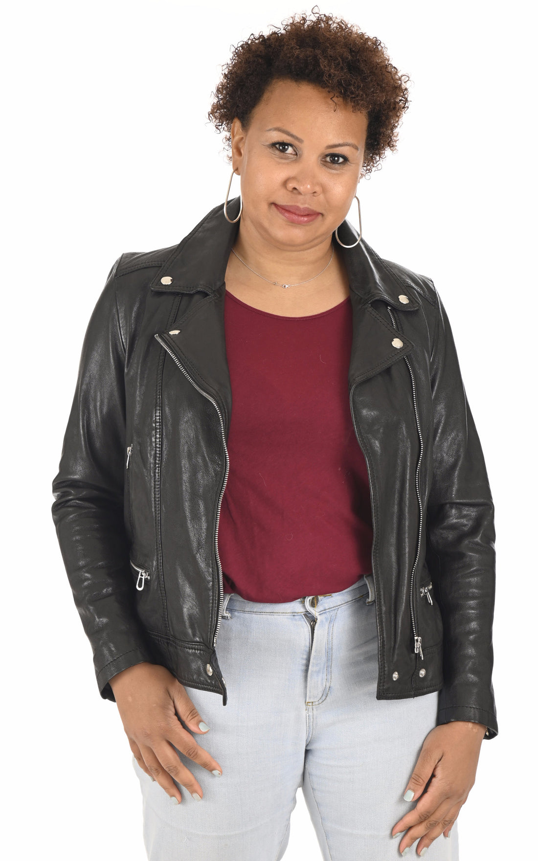 A "SANA CURVE 102174" Noir Rose Garden Blouson Femme closed photo