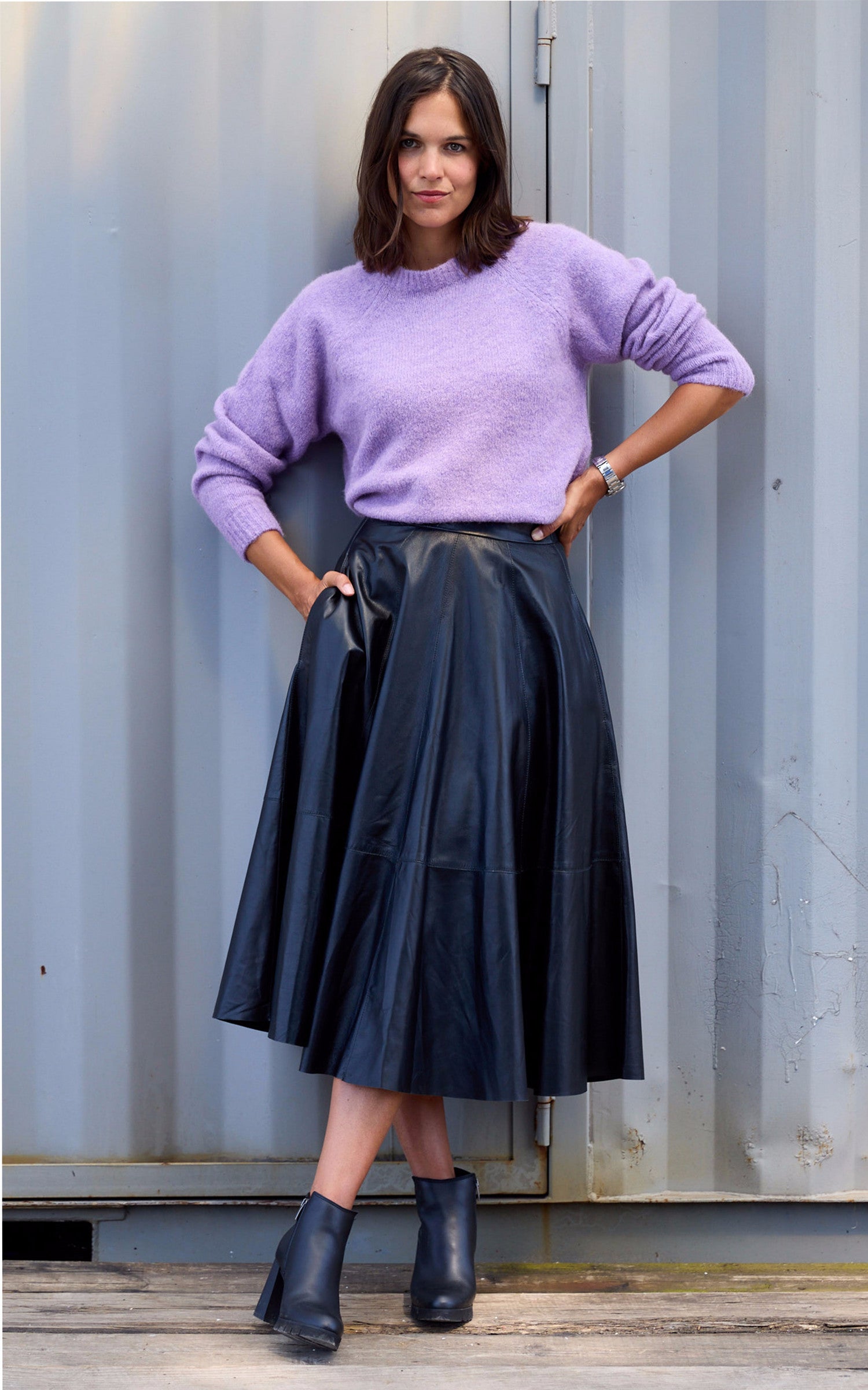 A "SANDRA" Noir La Canadienne Jupe Femme details photo 4