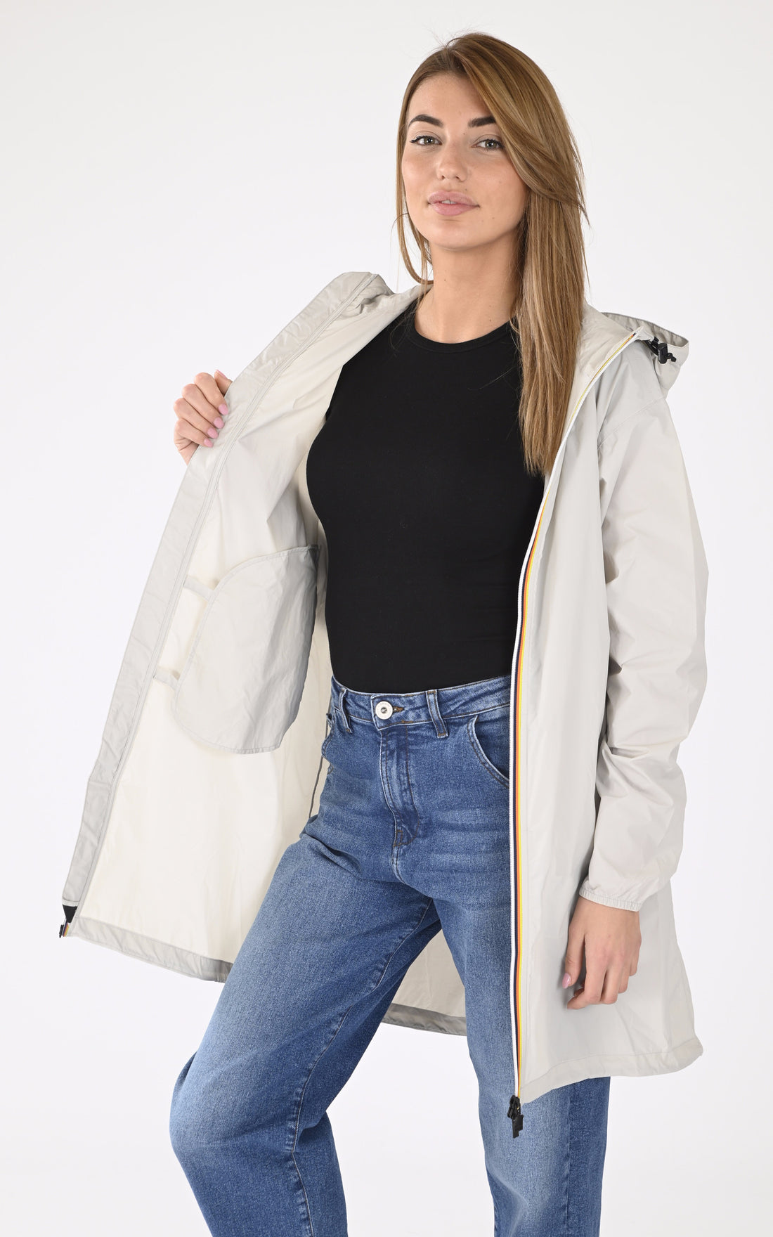 A "EIFFEL EAST K2132XW" Beige K-Way 3/4 Mixte opened photo