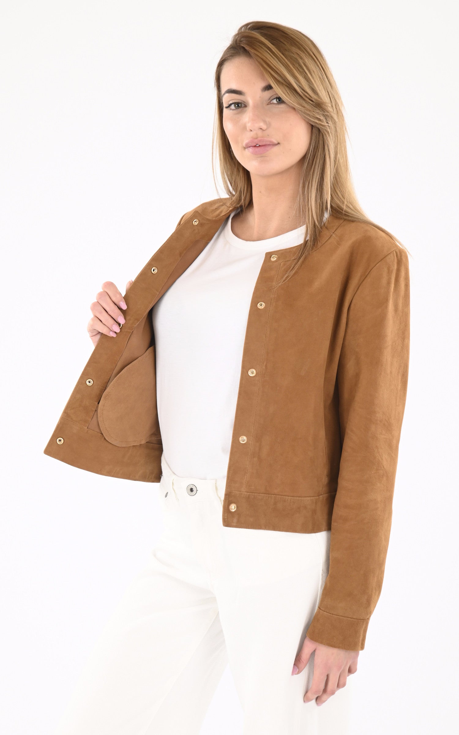 A "MARION VS" Cognac Serge Pariente Veste Femme interior photo