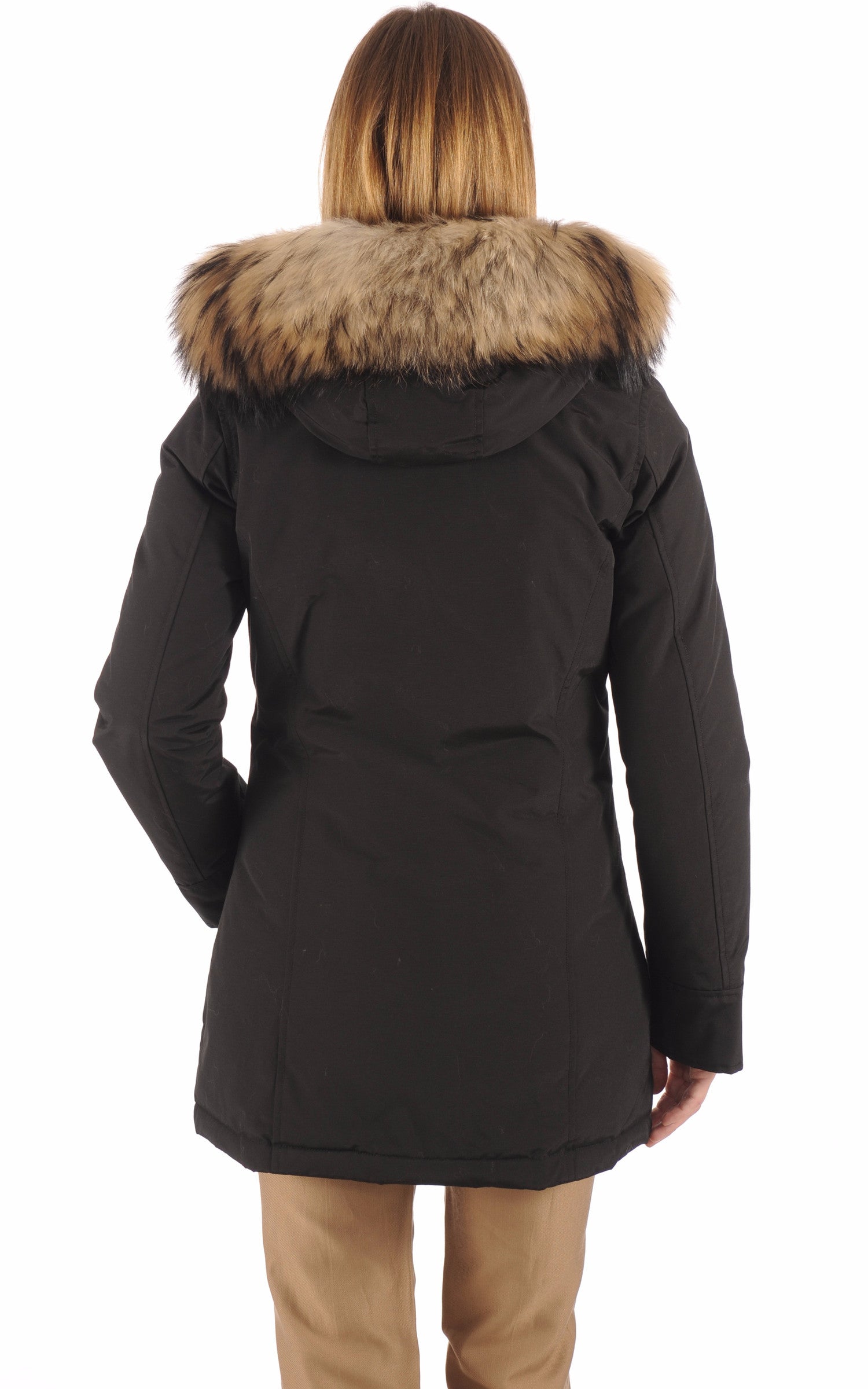 A "ARCTIC PARKA WWOU0538" Noir Woolrich 3/4 Parka Femme back photo
