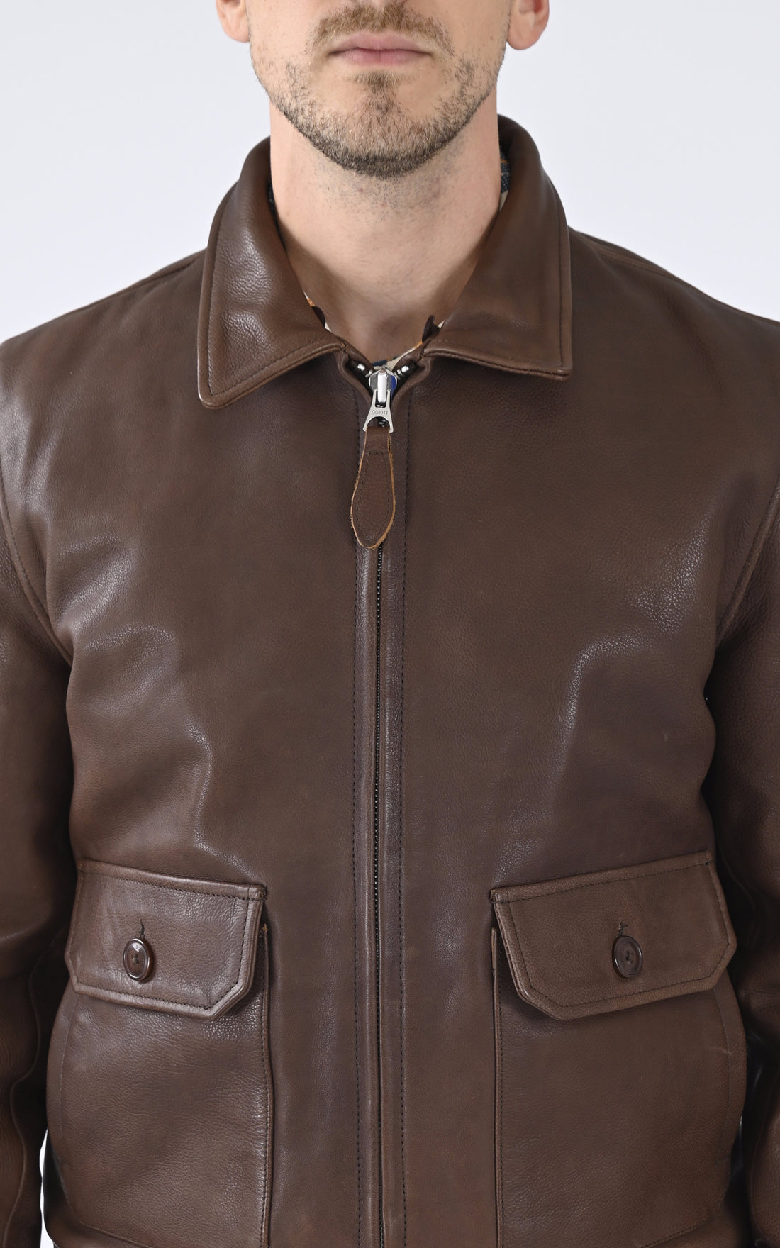 A "LC AVIATION 24" Marron Schott Pilote Homme opened photo