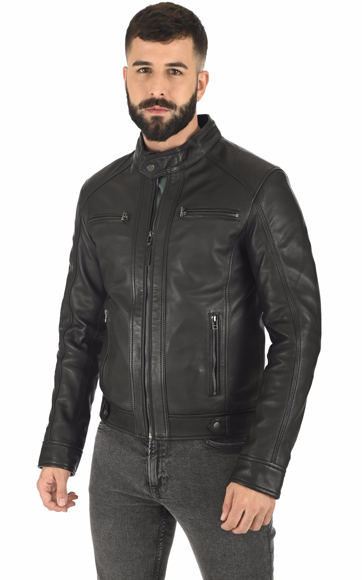 A "ERIKO" Noir Serge Pariente Blouson Homme closed photo