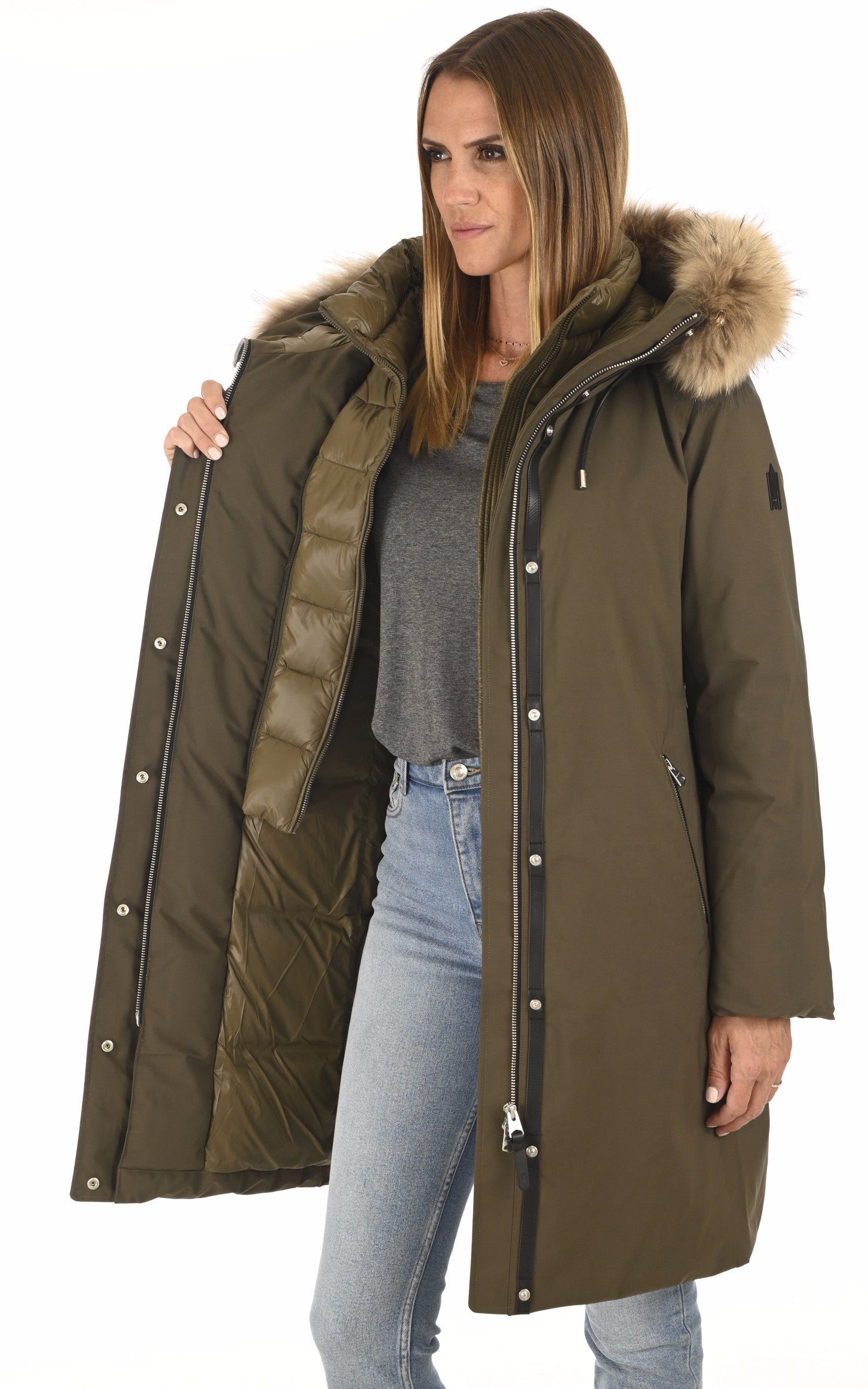 A "SHILOH-F" Kaki Mackage 7/8 Doudoune Femme interior photo 3