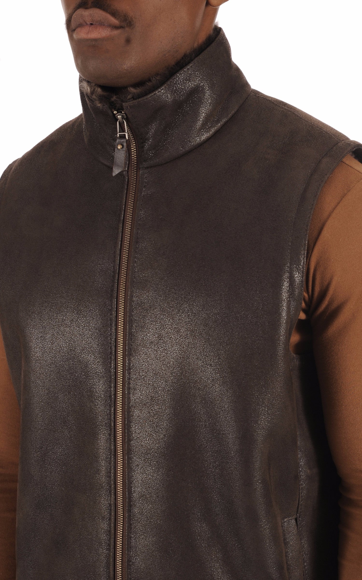 A "JVHT" Marron La Canadienne Gilet Homme details photo