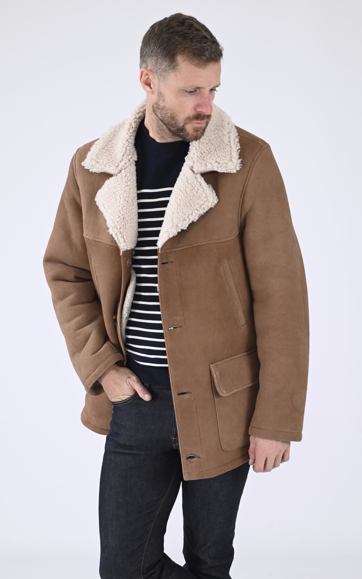 A "LC CABAN SHEEP" Camel Schott Veste Homme opened photo