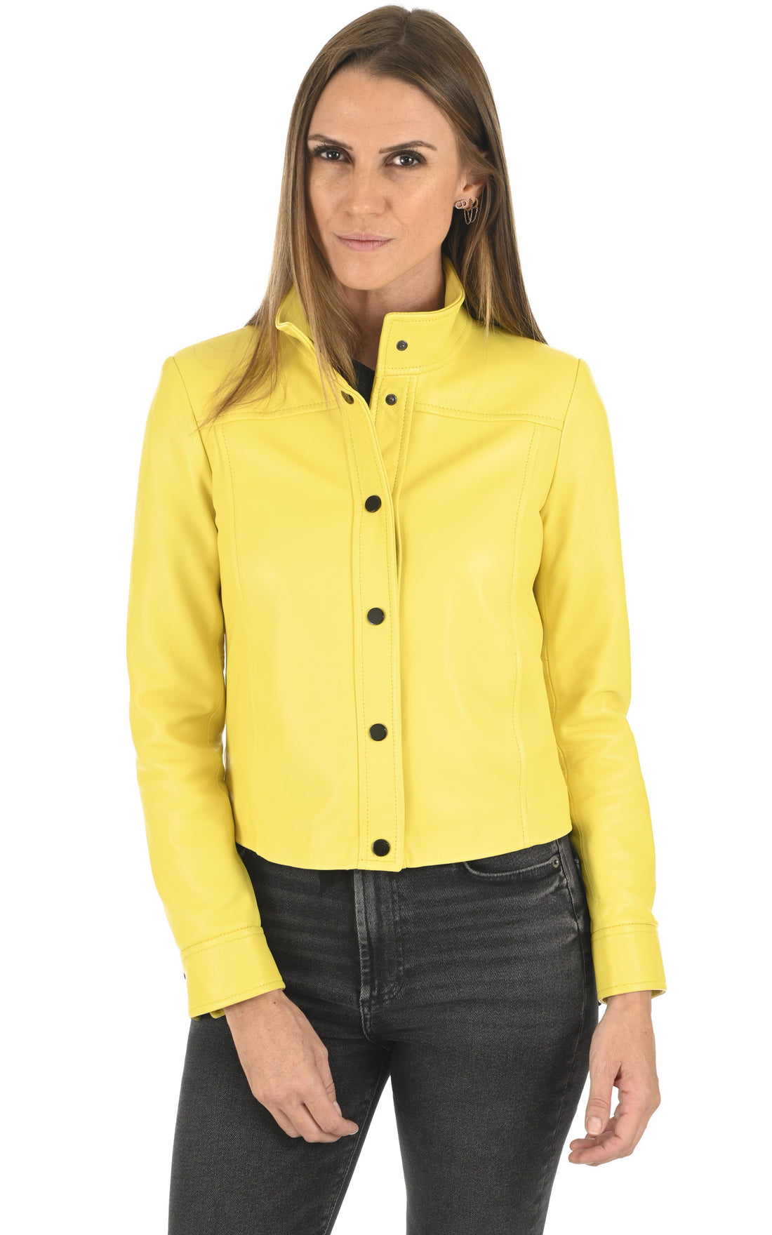 A "ADRIENNE FF" Jaune La Canadienne Veste Femme opened photo