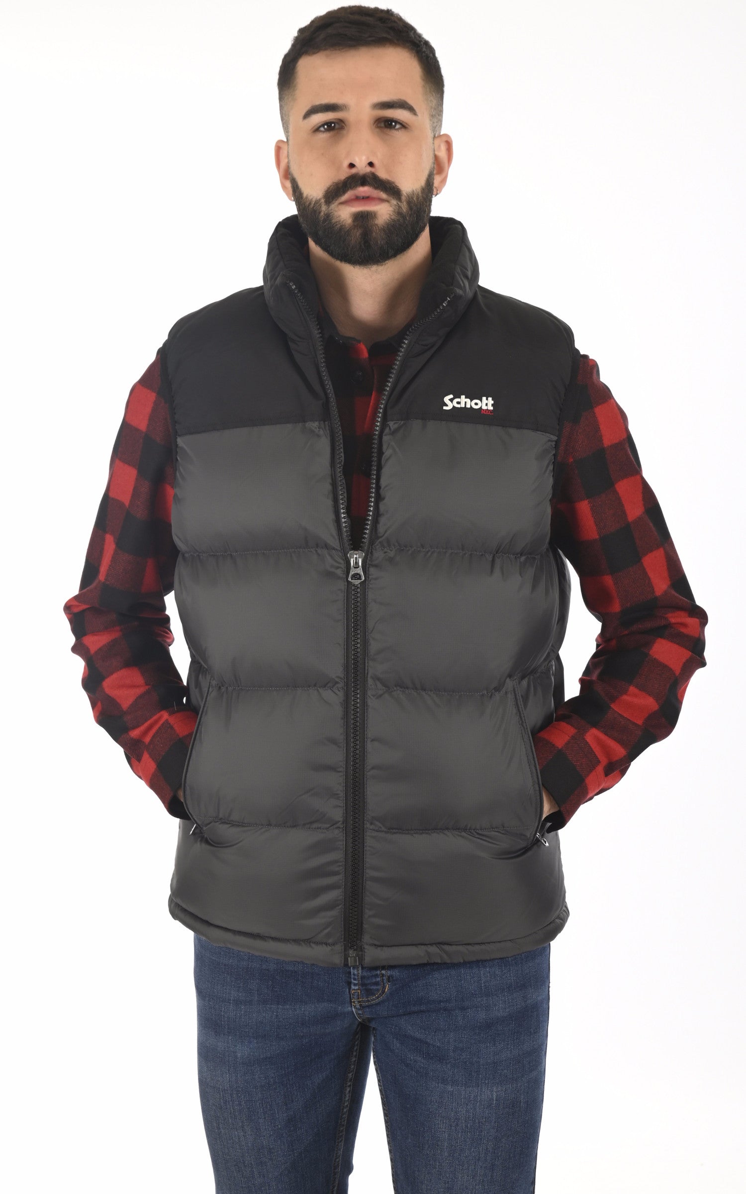A "UTAH V" Anthracite Schott gil_doudoune Homme closed photo
