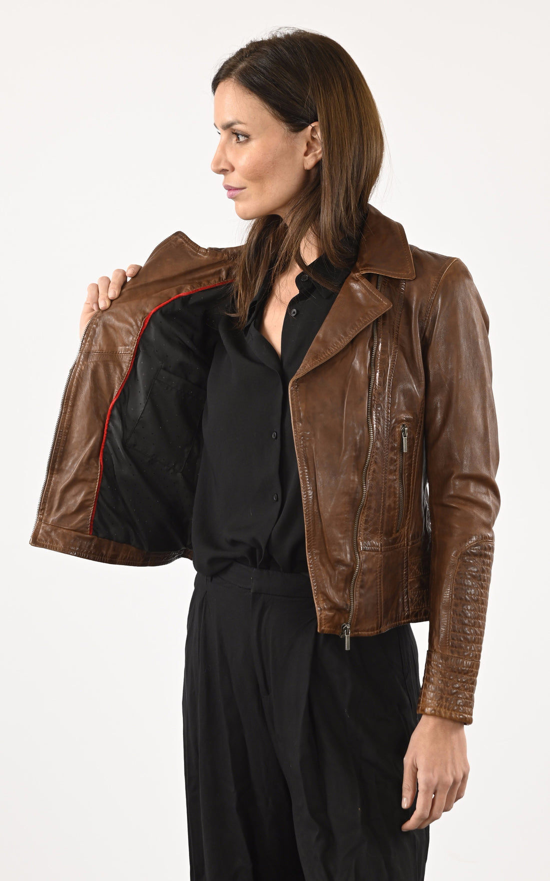 A "JULIETTE" Cognac Rose Garden Blouson Femme opened photo