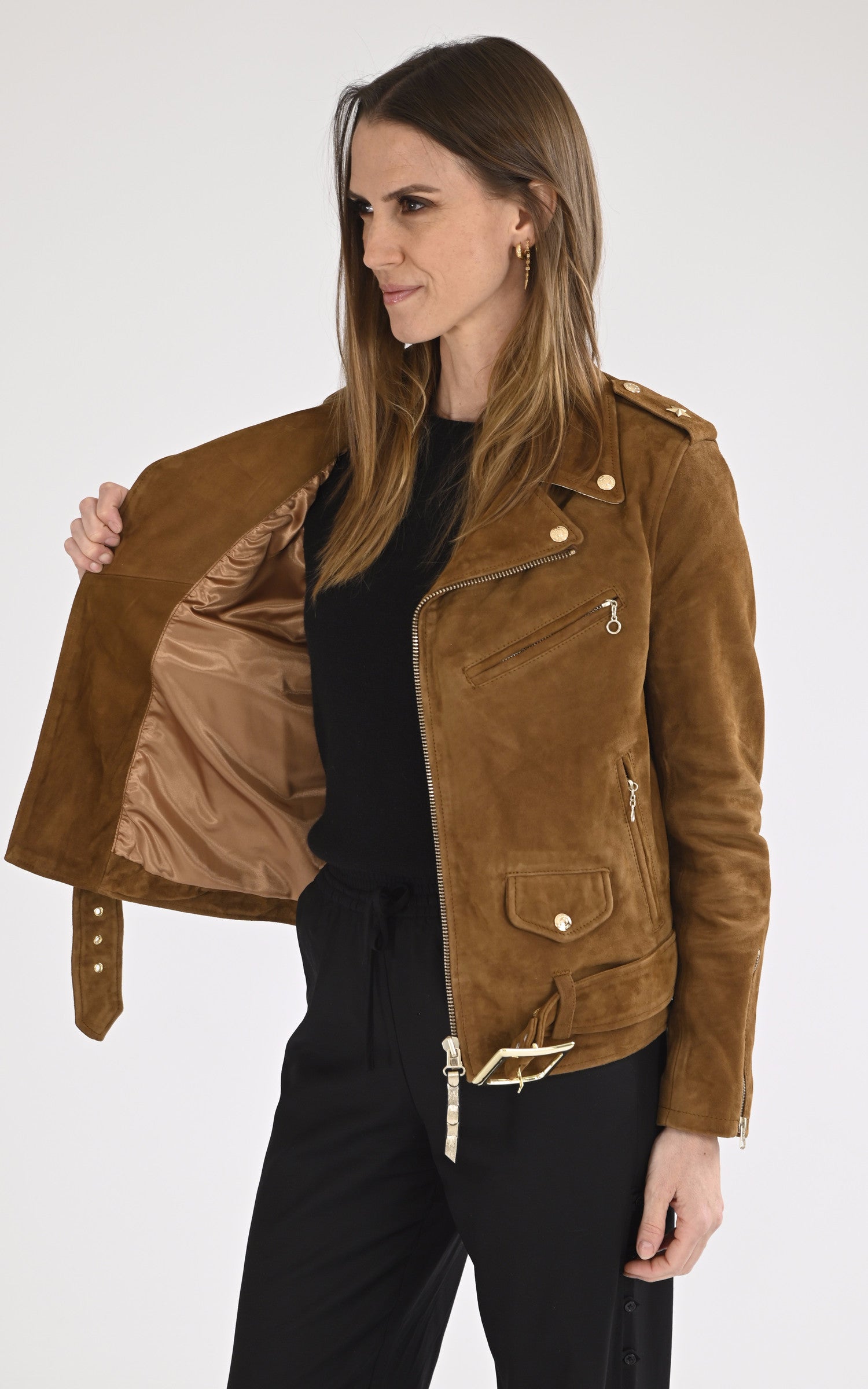 A "LCW 1637S" Caramel Schott Perfecto Femme interior photo