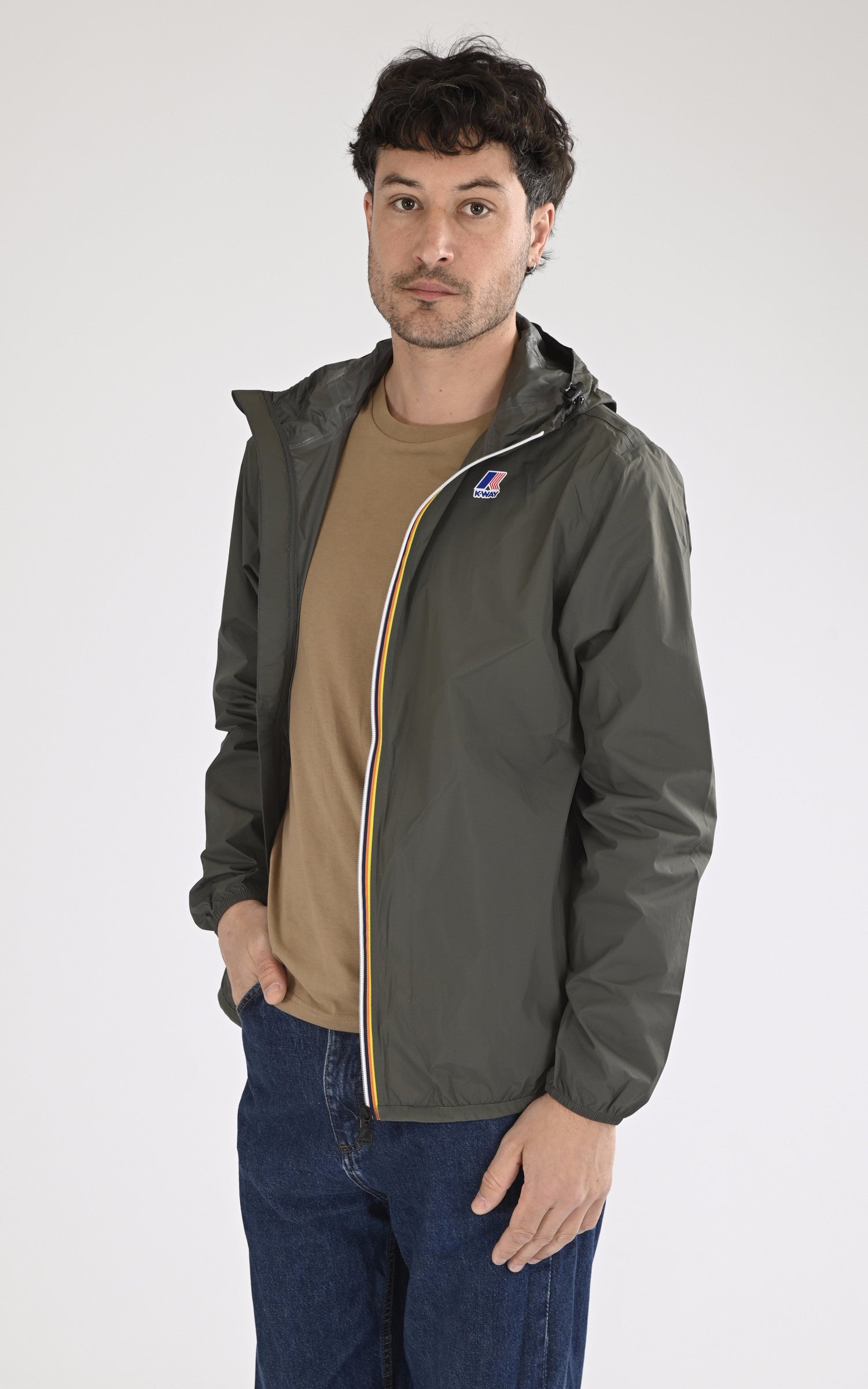 A "CLAUDE K2123ZW" Kaki K-Way Blouson Mixte opened photo