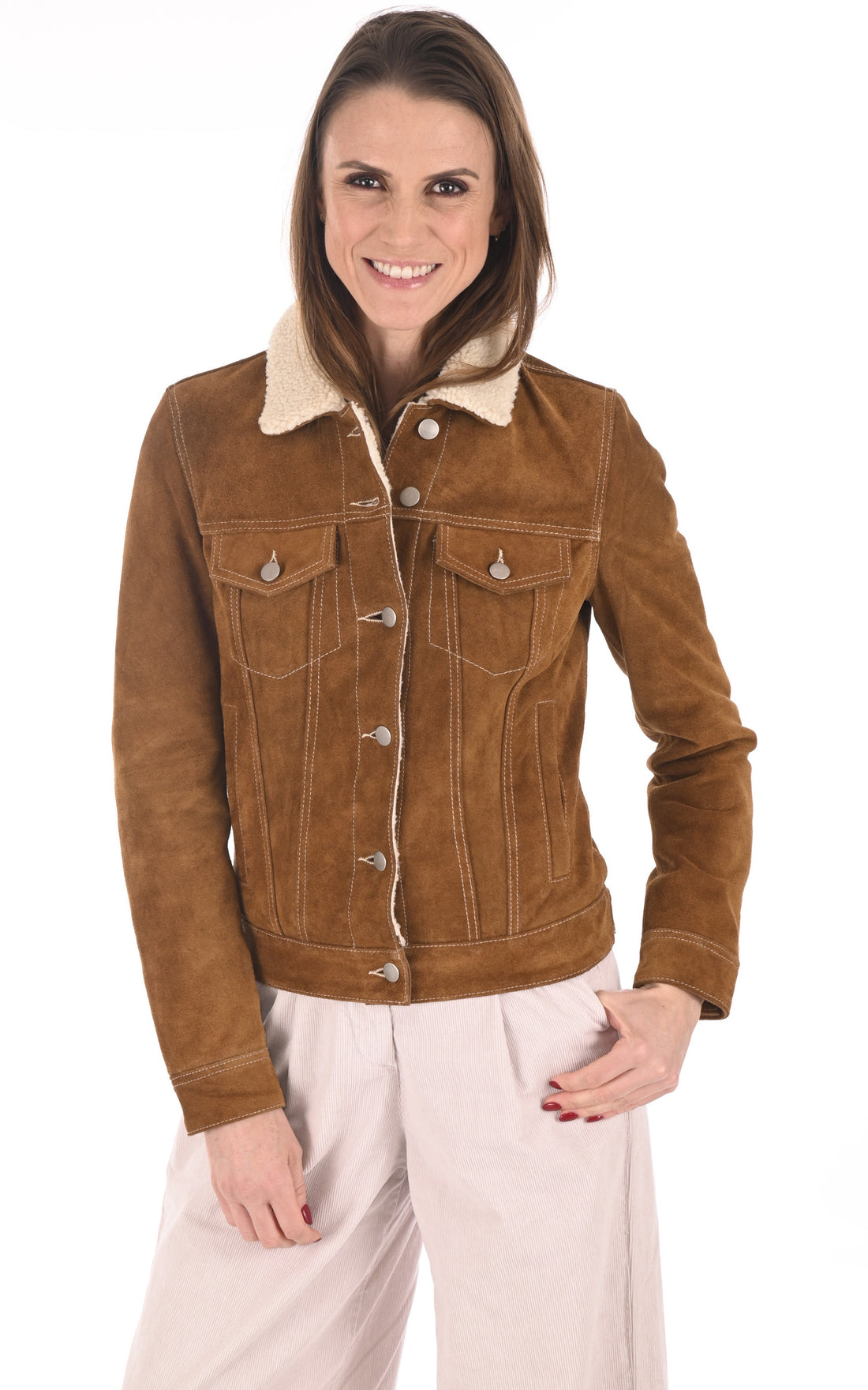 A "TRUCKY 101645" Cognac Rose Garden Blouson Femme closed photo