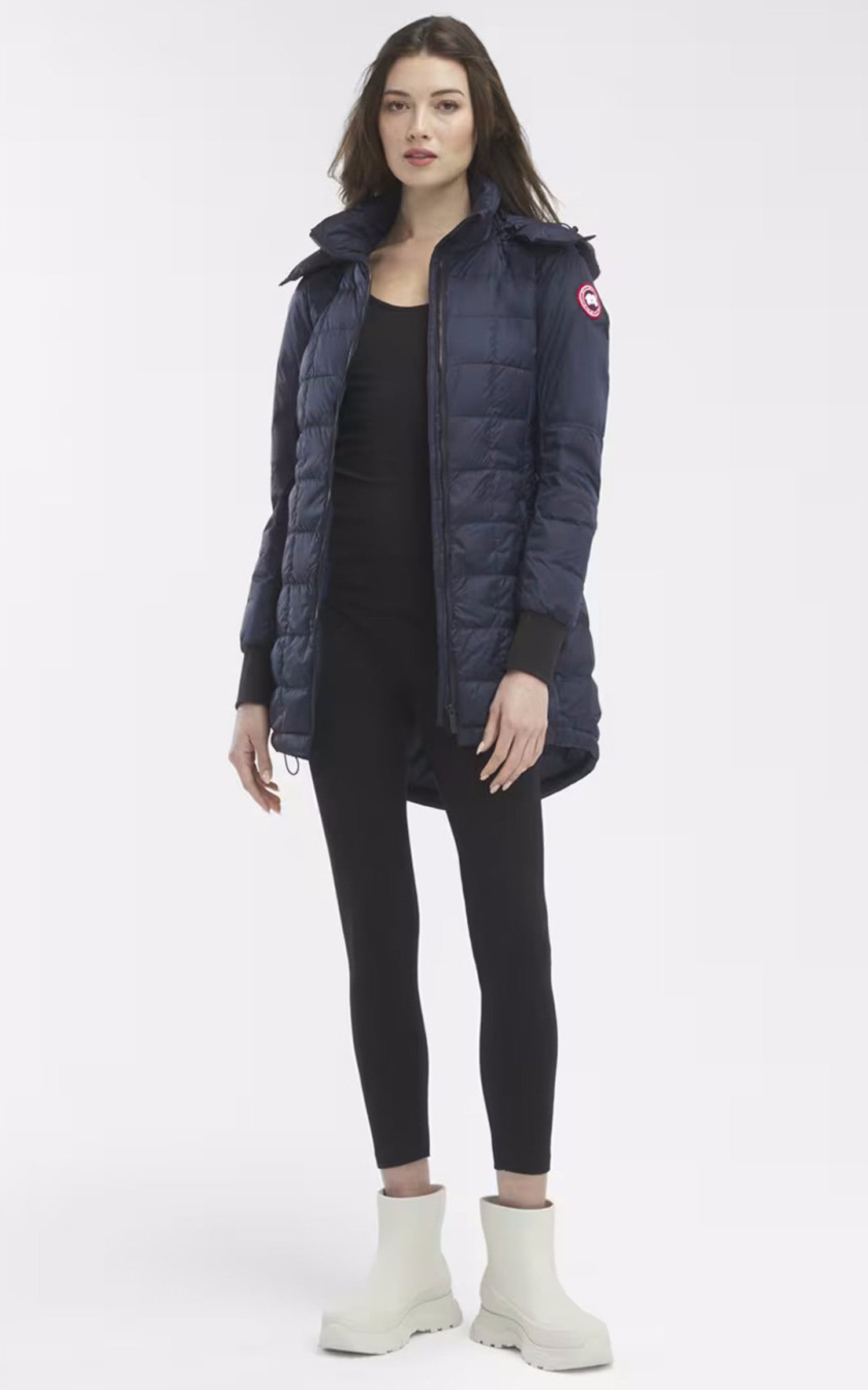 A "ELLISON JACKET" Bleu Canada Goose 3/4 Doudoune Femme closed photo 2