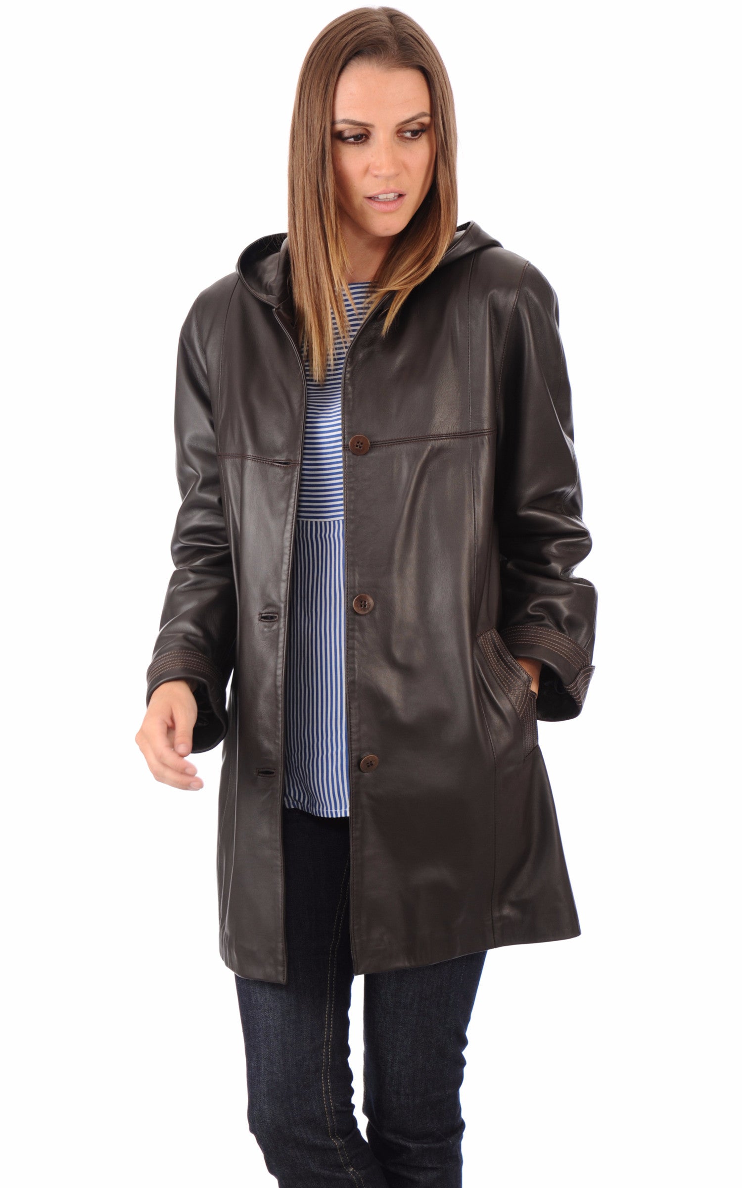 A "ESCORIAL" Marron La Canadienne 3/4 Femme opened photo