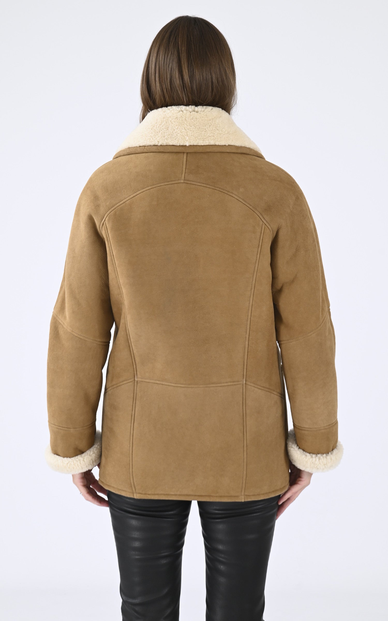A "SERENA CORTO" Camel La Canadienne Veste Femme back photo 4