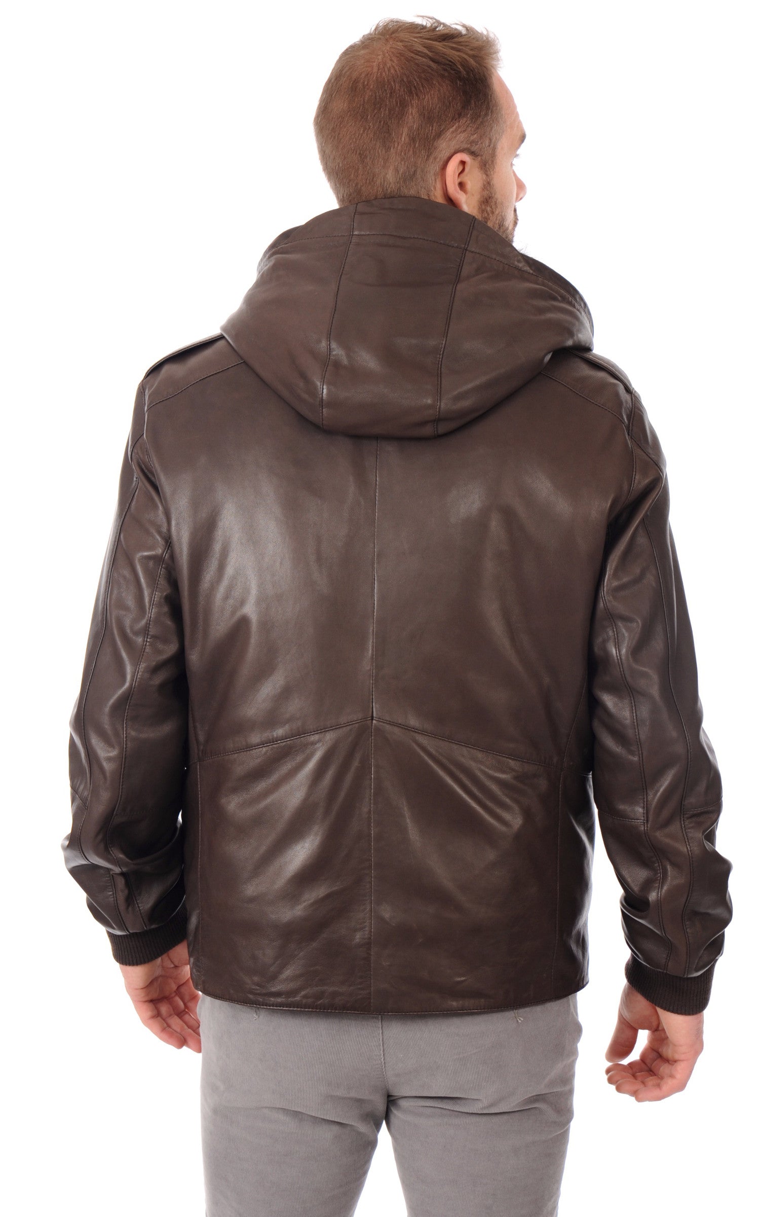 A "KAHAD-KT" Marron La Canadienne Blouson Homme back photo