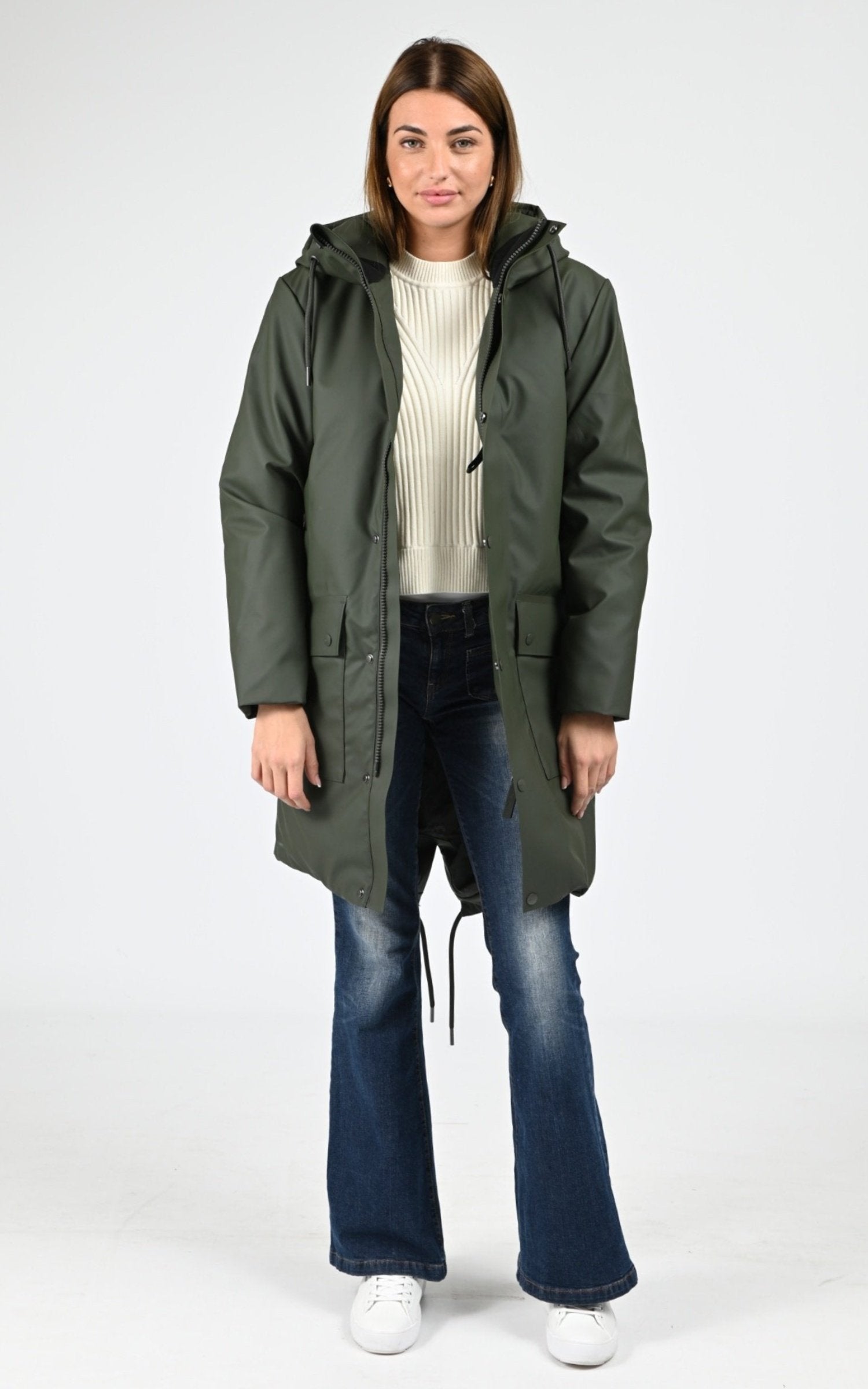 3/4 parka Textile Mixte Rains, modèle 21460 nome long parka w3t3 de couleur green 03