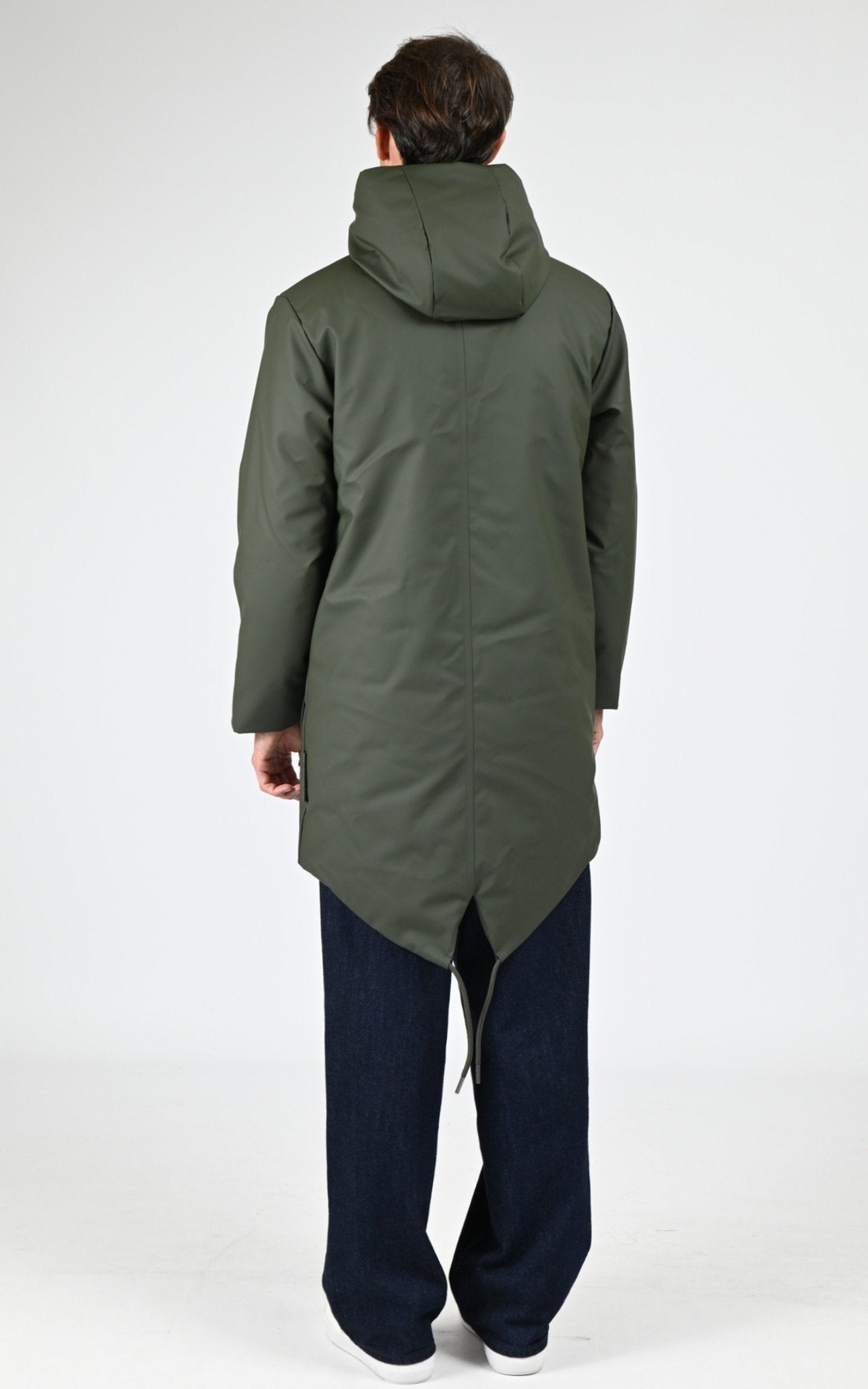 3/4 parka Textile Mixte Rains, modèle 21460 nome long parka w3t3 de couleur green 03
