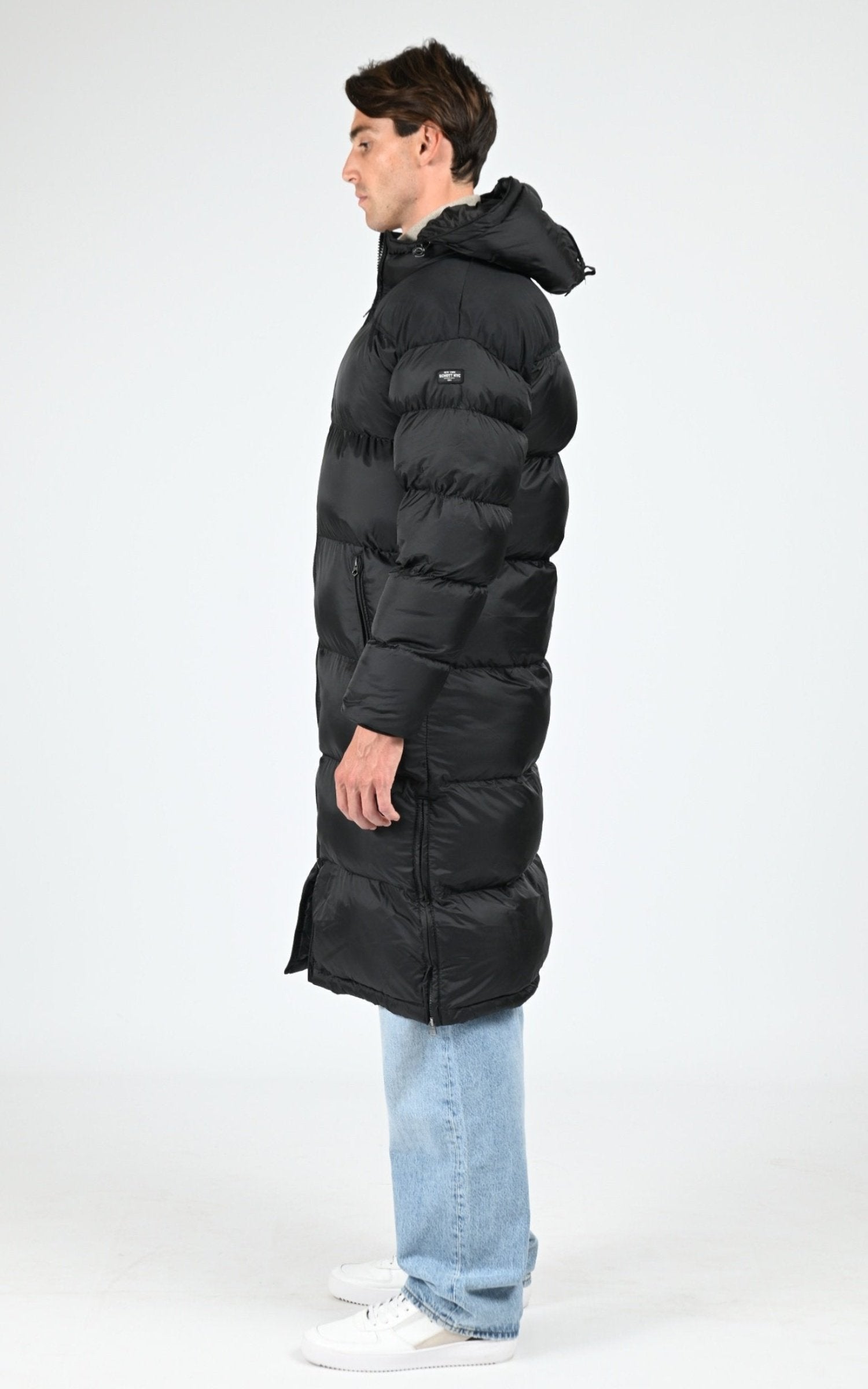 7/8 doudoune Textile Homme Schott, modèle 2190max de couleur black/black