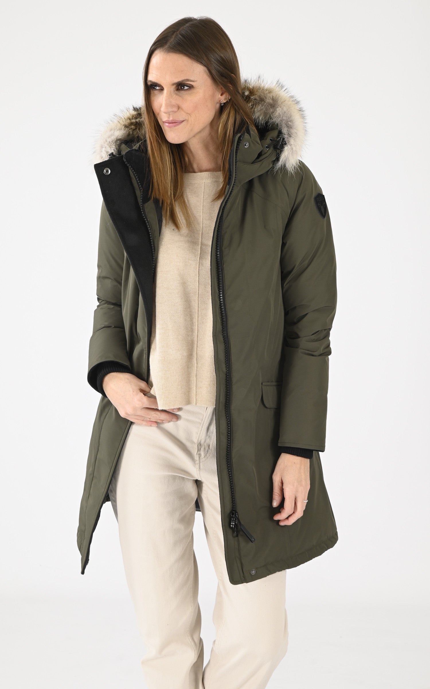 A "REBECCA 3L" Kaki Nobis Ves Doudoune Femme closed photo 2