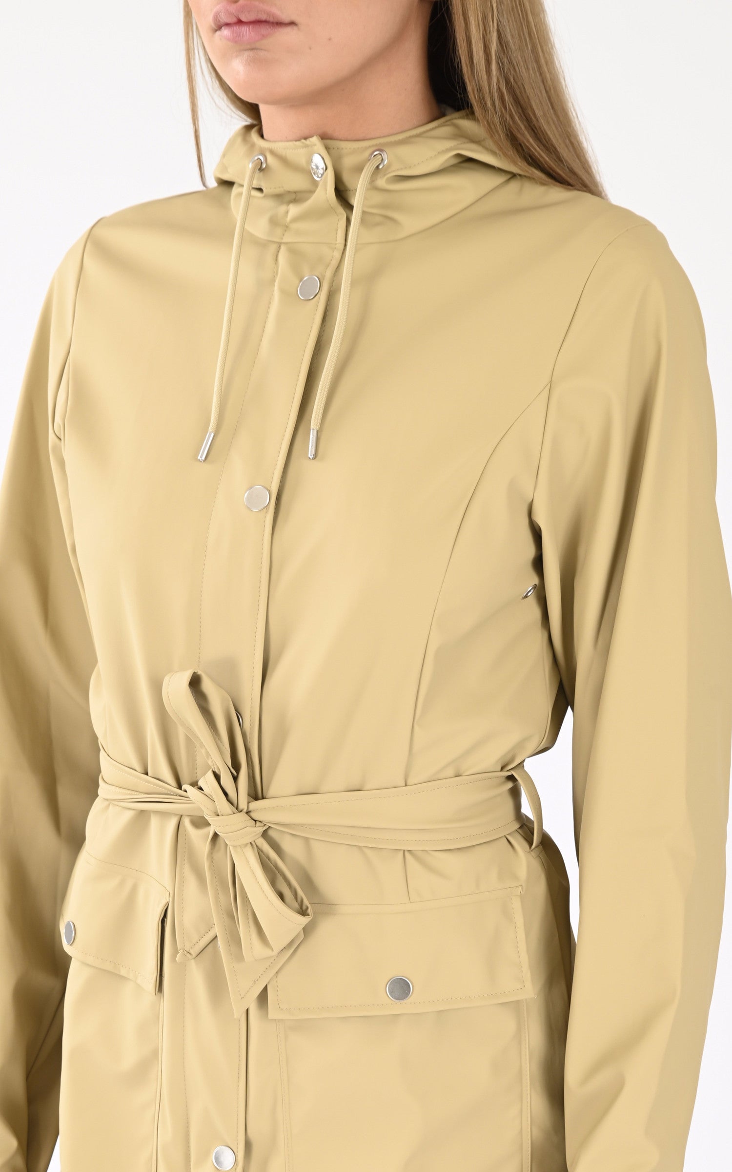 A "18130 CURVE JACKET" Beige Rains 3/4 Femme details photo 5