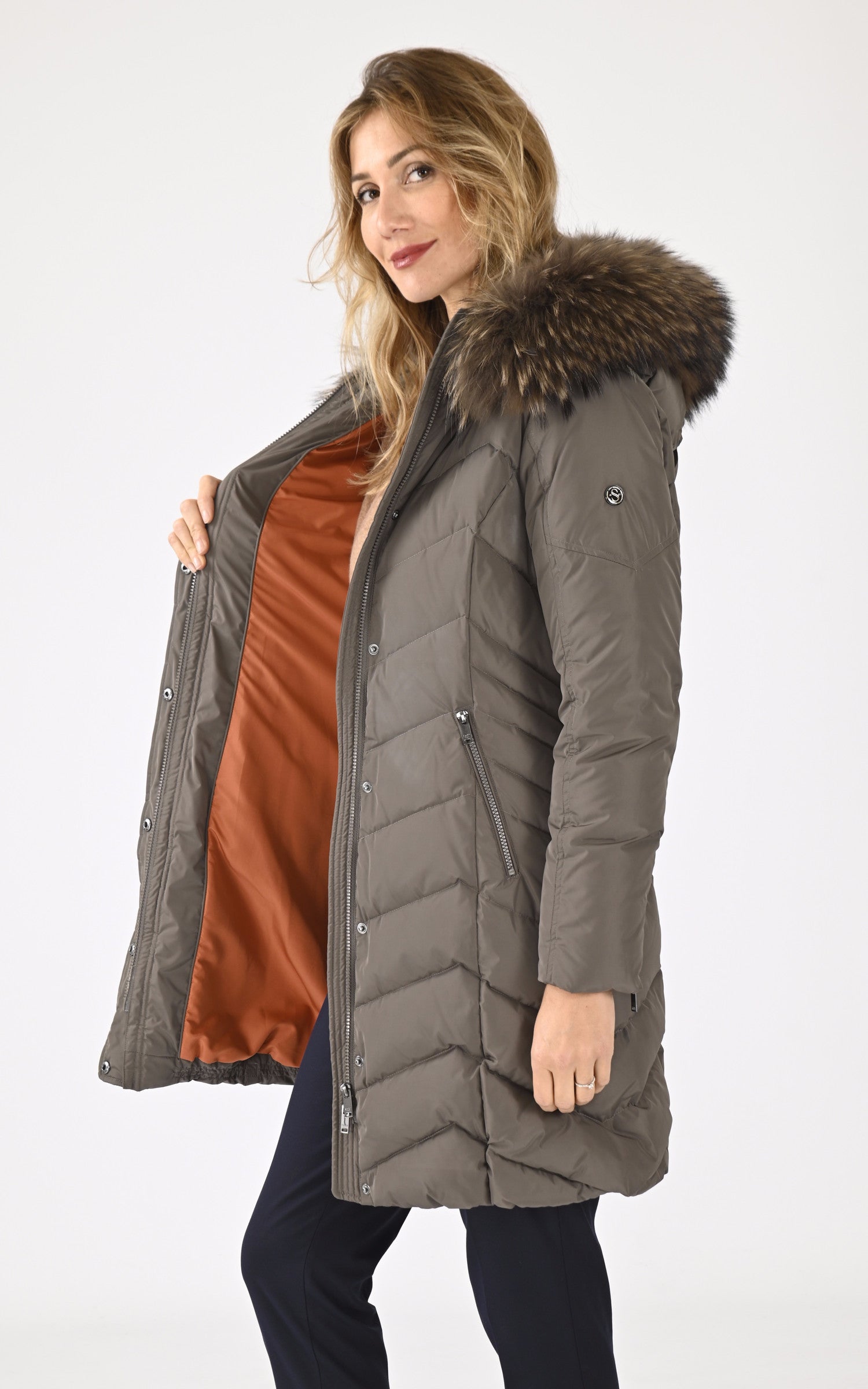 A "JEMMA 11568" Taupe Saki 3/4 Doudoune Femme interior photo 3