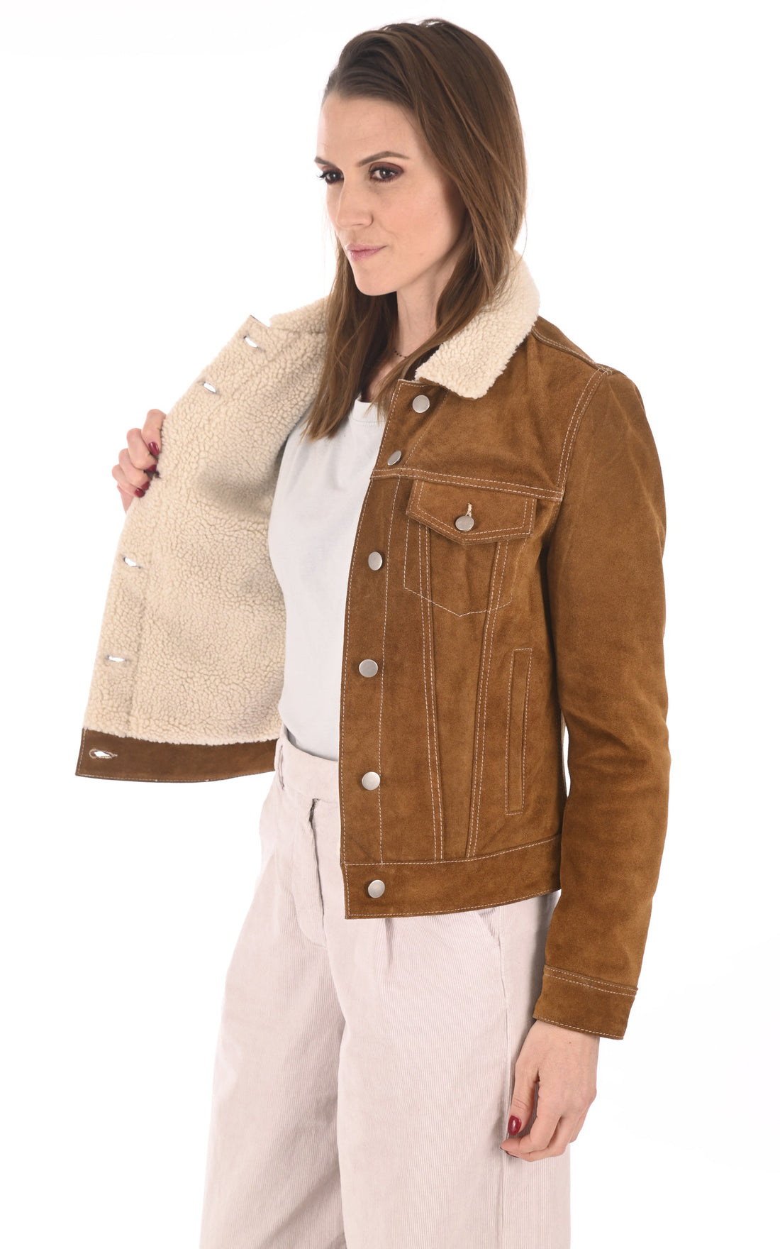A "TRUCKY 101645" Cognac Rose Garden Blouson Femme closed photo
