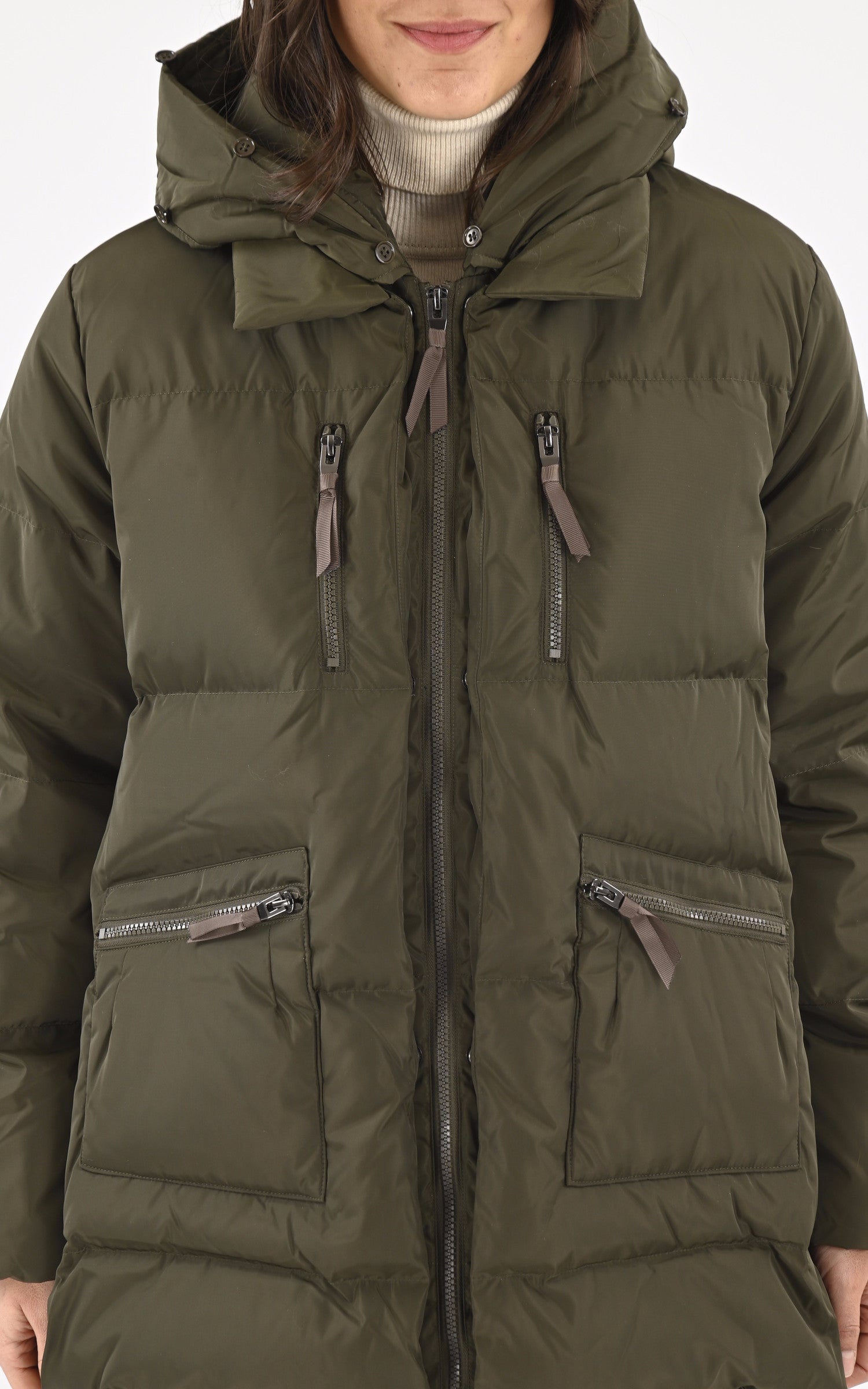 A "MICHELLE 2 90 CM HOOD" Kaki Levinsky Ves Doudoune Femme details photo 5