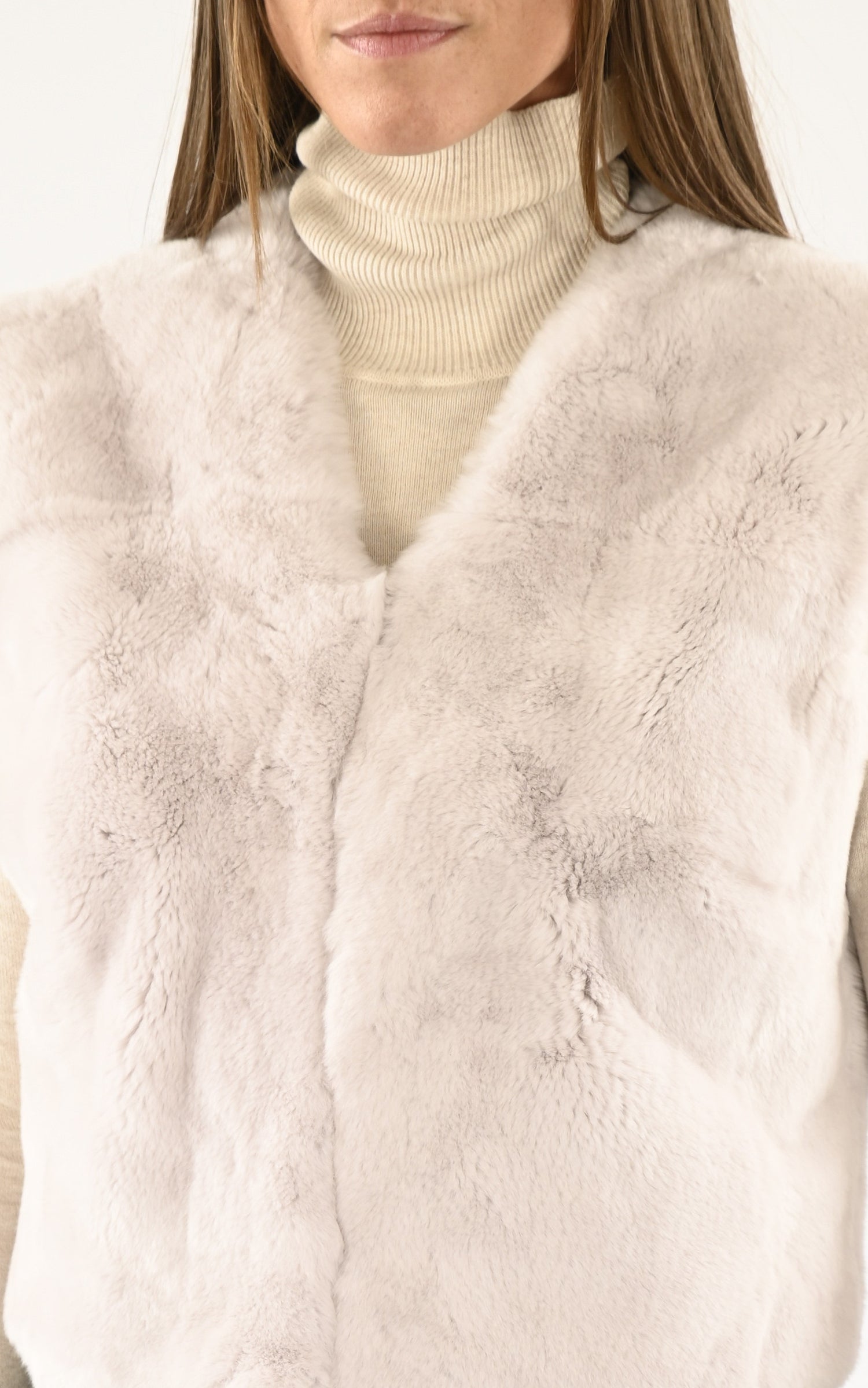 A "CELIE" Crème La Canadienne Gilet Femme details photo 5