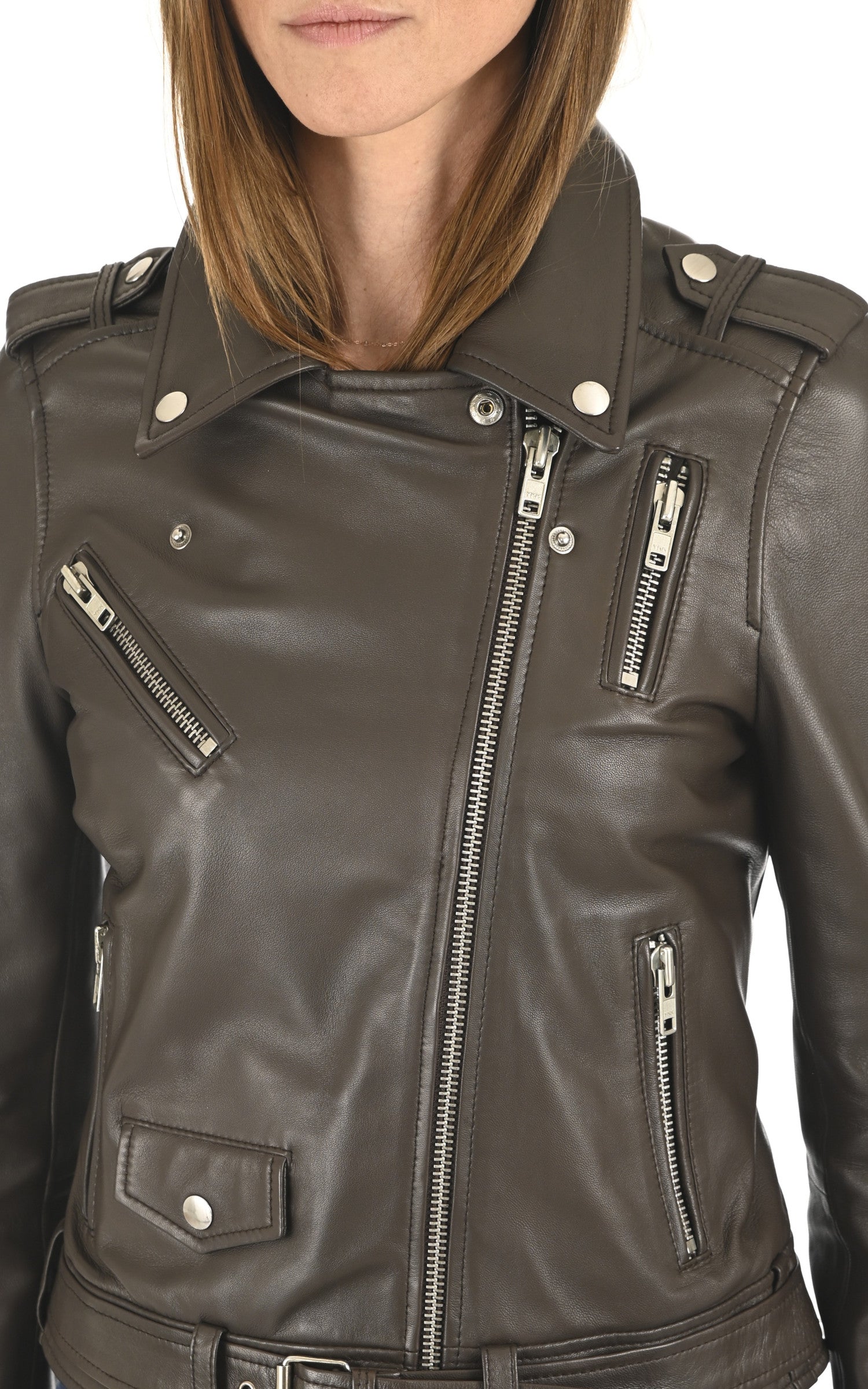A "LIV" Marron Serge Pariente Blouson Femme details photo