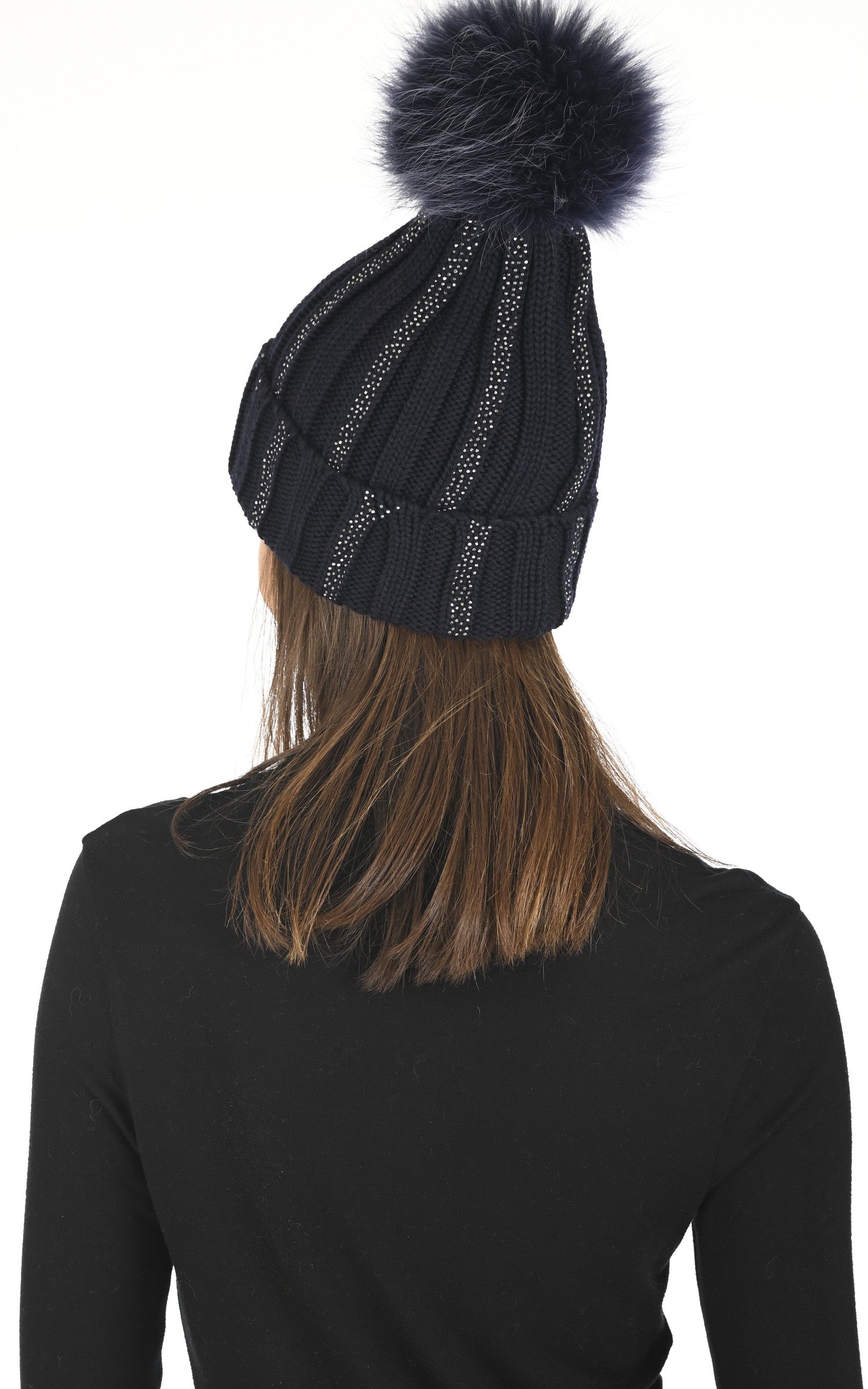 A "10729H" Bleu Marine La Canadienne Bonnet Femme back photo